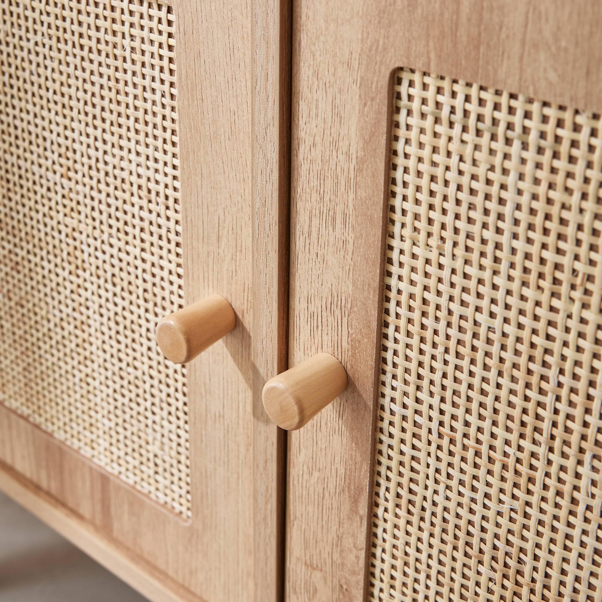 sweeek - Commode Enfant décor Bois 4 Portes en cannage