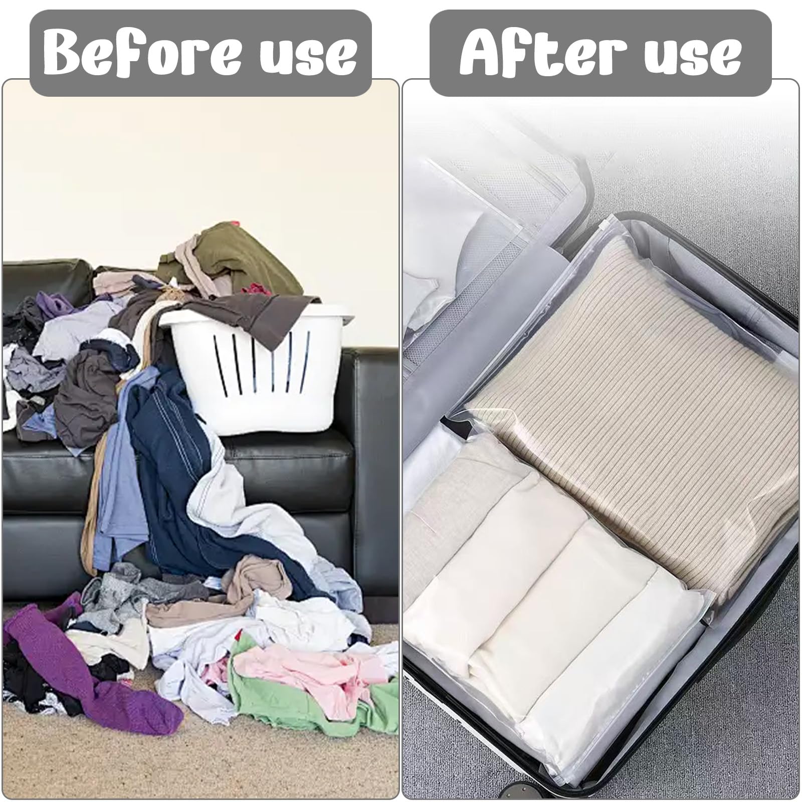 50 Stück Zip-Beutel Set - Wiederverwendbare Reisebeutel 30x40cm Transparent