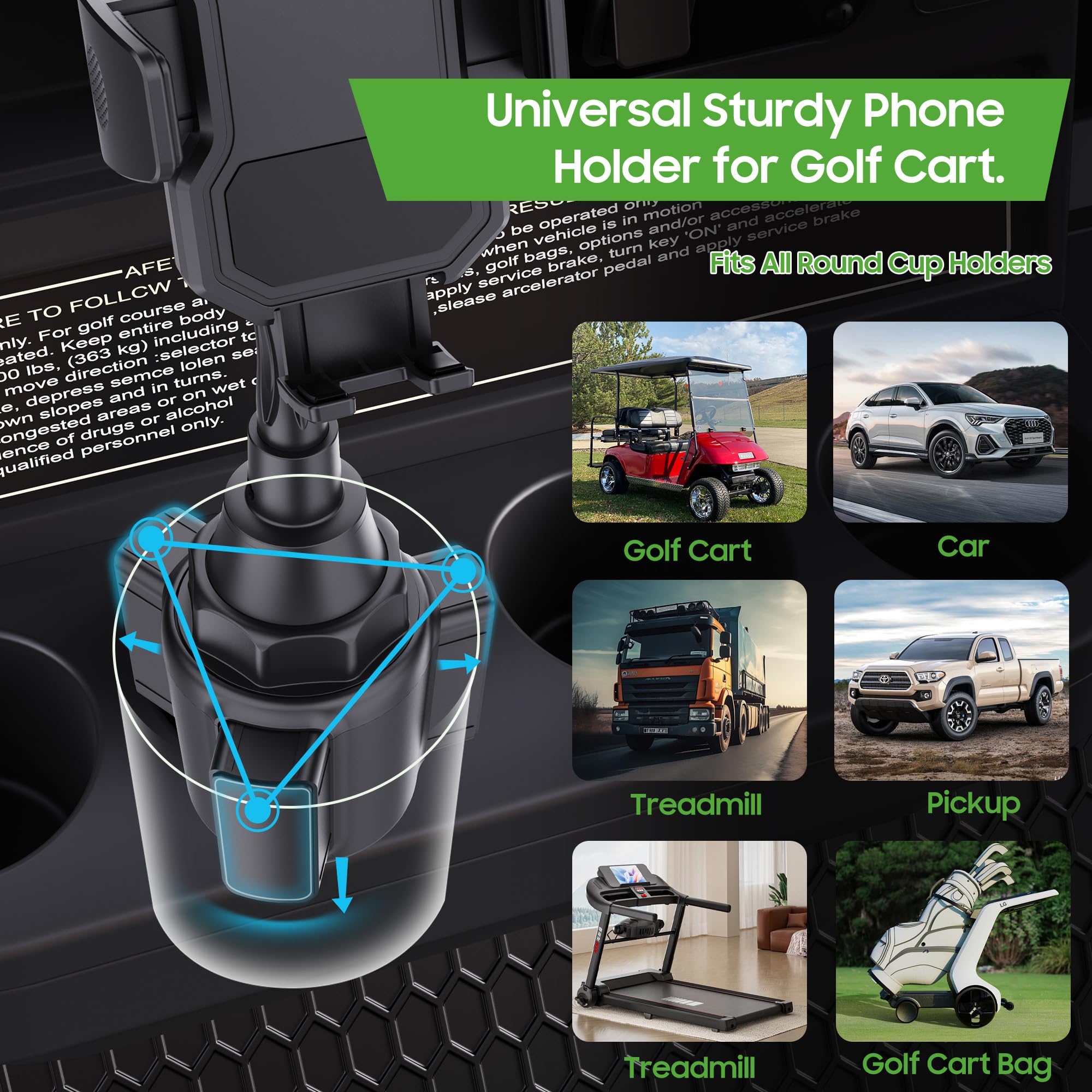 10L0L Soporte de teléfono para carrito de golf, soporte universal para teléfono para carritos de golf, se adapta a teléfonos celulares de 4.7 a 6.8 pulgadas para EZGO, coche club, Yamaha, también para