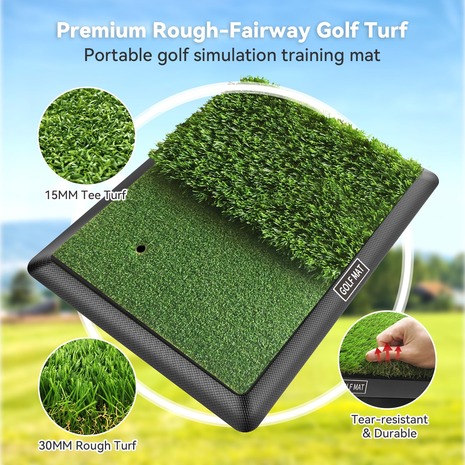 Golf Mat, Practice Outdoor Indoor for Training Chipping Show Swing Path, Hitting Turf Mat with Rubber Backing,Golf Accessories,Gifts for Men/Dad/Husband