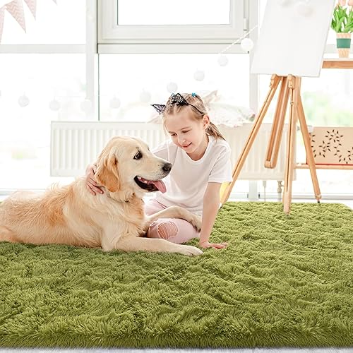 Miniatura 151 de LOCHAS Alfombra esponjosa para dormitorio, 2.6 x 5.3 pies, alfombra lanuda para dormitorio, mesita de noche, alfombra ovalada suave para sala