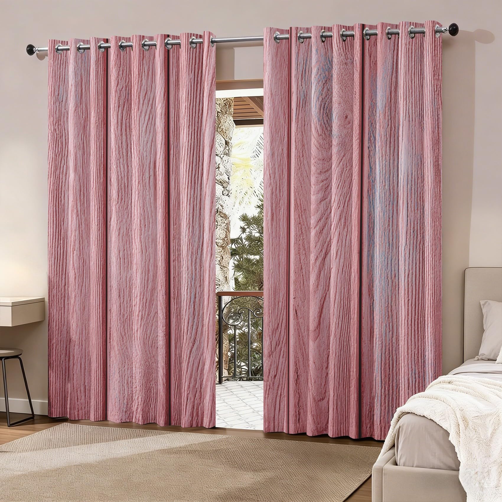 Rideau occultant rose L117 x H183 rideaux thermiques de chambre