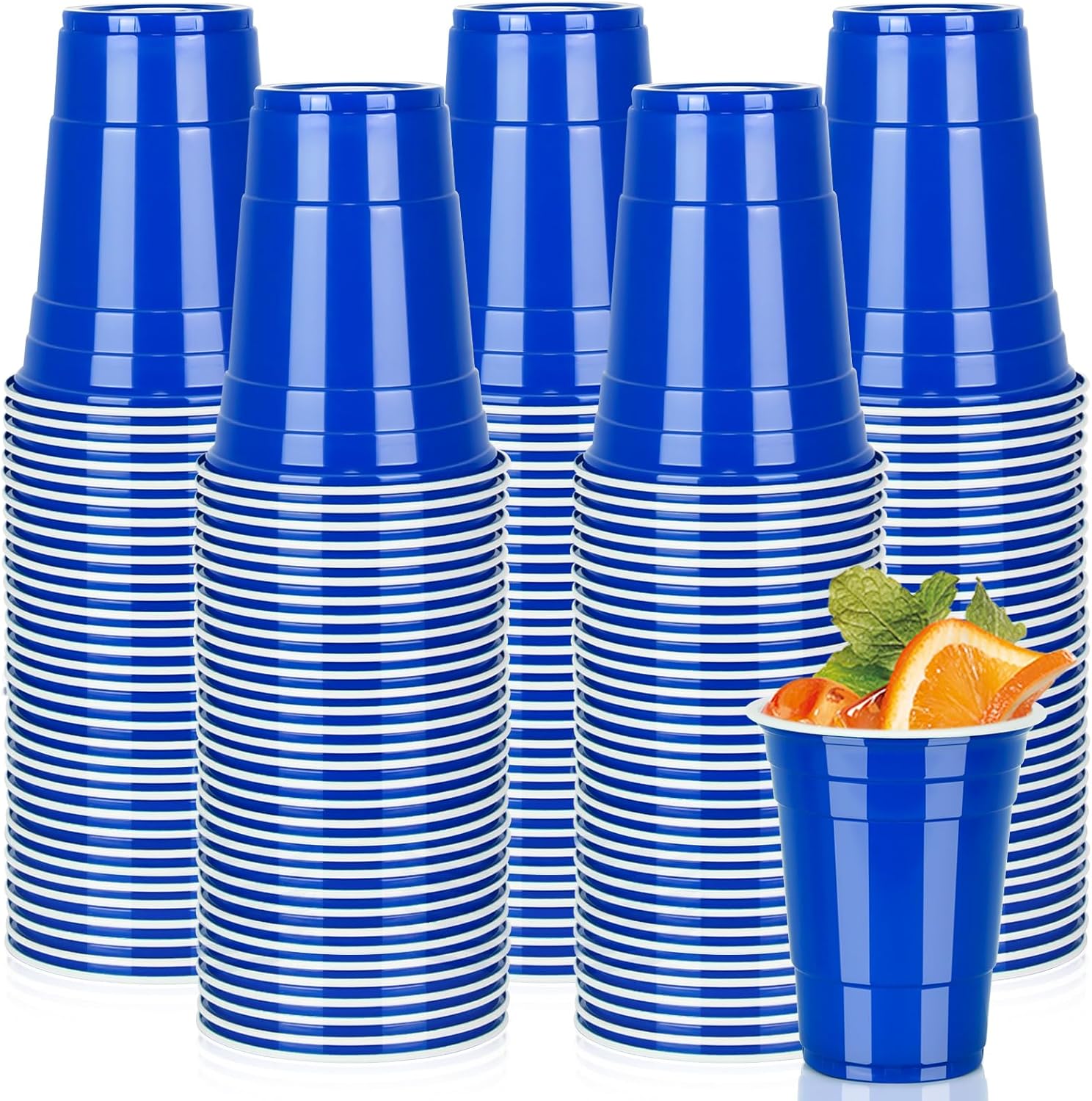 Blue Disposable Plastic Cups 16oz - 100 Pack St Patrick's Day Easter Spring Party C...