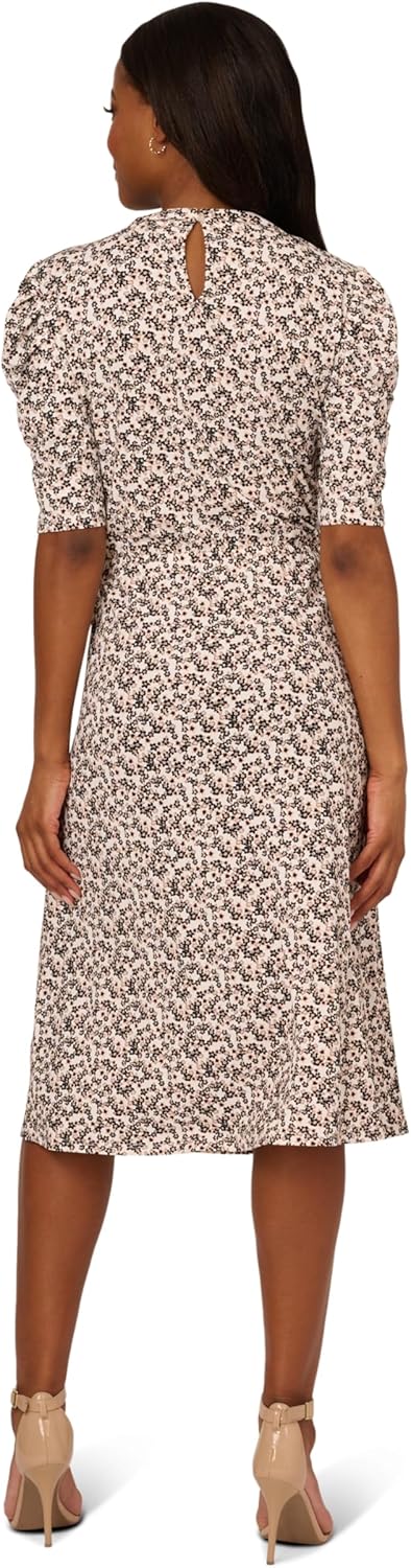 Adrianna Papell Womens Ruffle Neck Short Sleeve Dress - Image 3