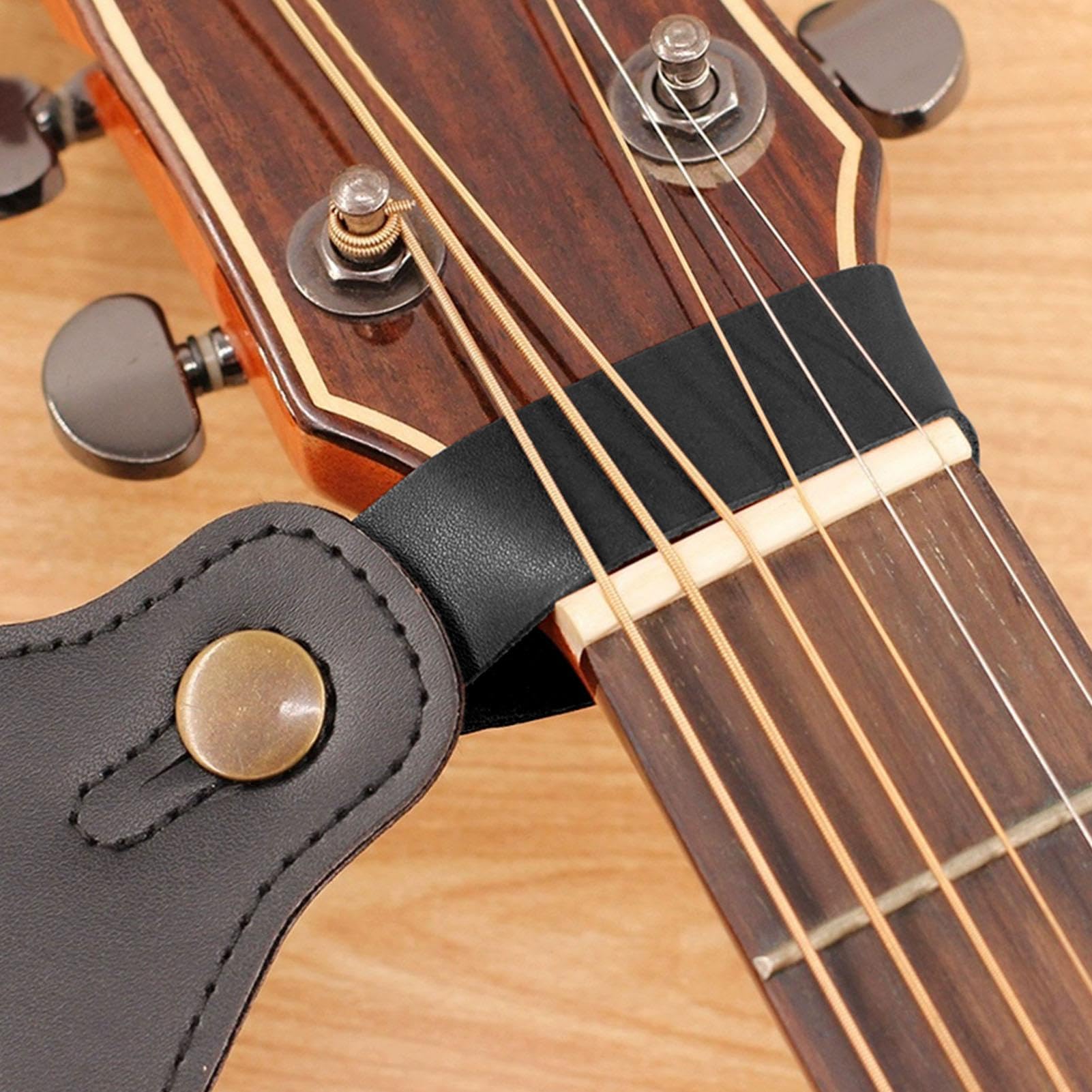 Correa para cabezal: bloqueo de amarre de guitarra de 19,5 cm, correas adaptadoras de cuello de cuero PU livianas para mandolina de bajo y ukelele folk acústico, envoltura de conector de botón