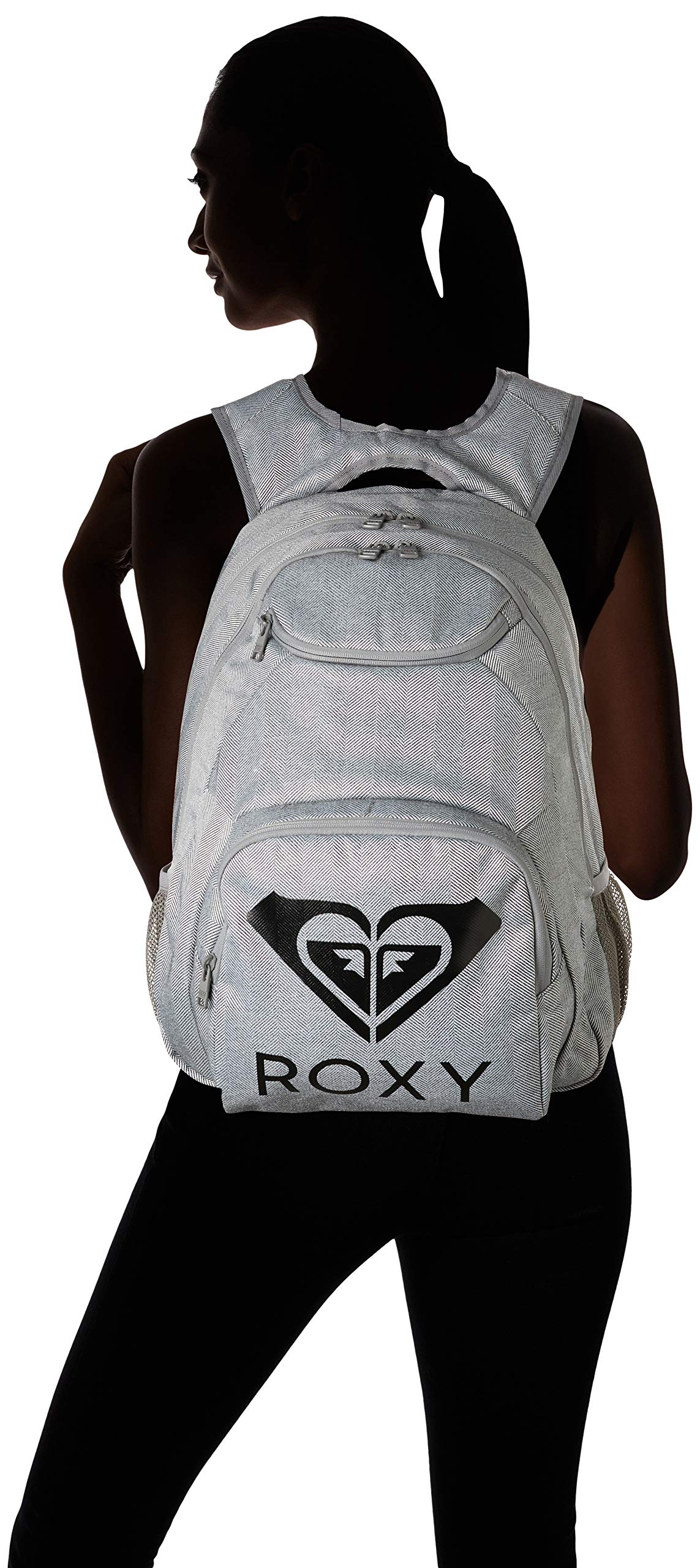 Roxy Womens Shadow SWELL SOLID Logo Backpack, Heritage Heather