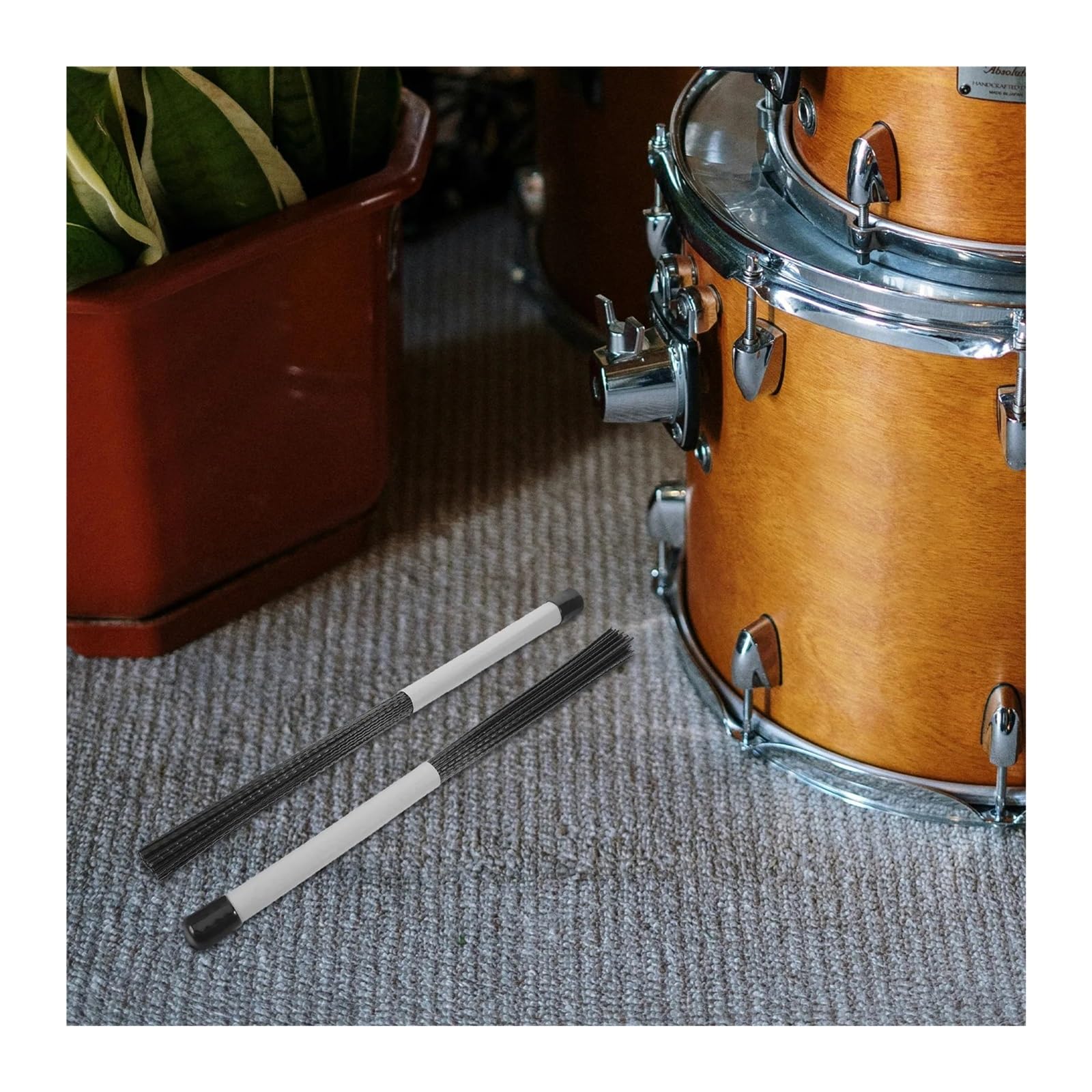 1 Paire De Brosses À Tambour Jazz, Manche En Nylon Gris