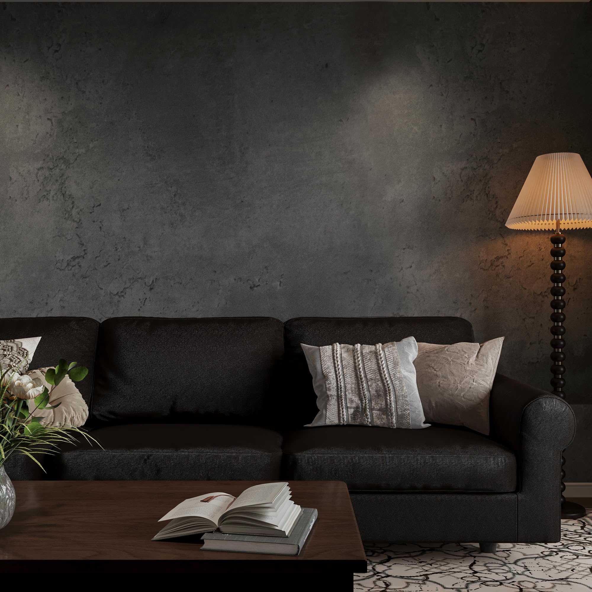 Photo 1 of HOLOMEY Dark Gray Concrete Wallpaper Peel and Stick Cement Contact Paper 16x708 inch Thick Matte Concrete Cement Texture Wallpaper Removable Self-Adhesive Vinyl Decor Roll for Kitchen Bedroom Bathroom