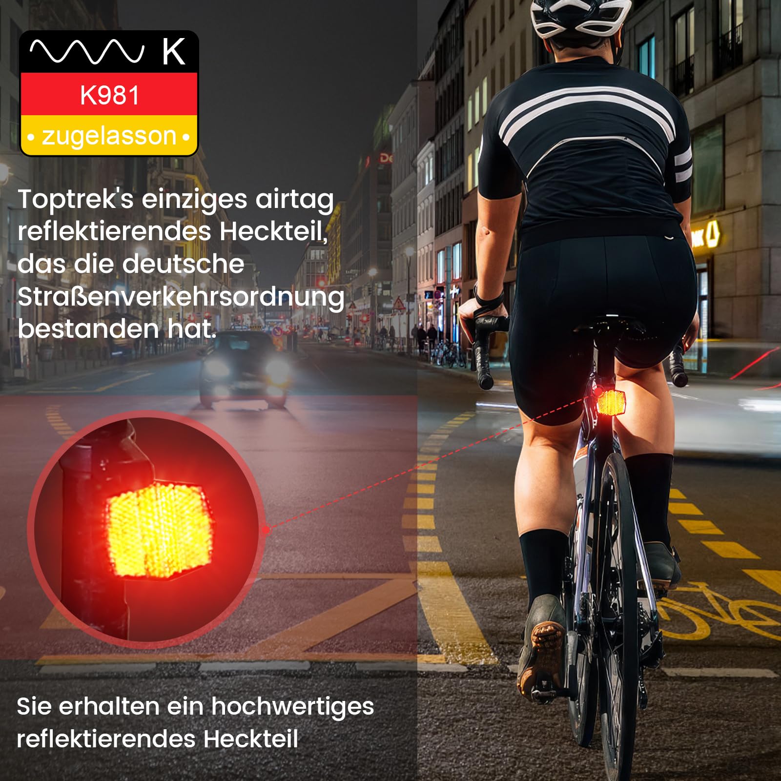 toptrek Airtag Fahrrad Versteck | Reflektoren Fahrrad Hinten StVZO Zertifiziert | Airtag Fahrradhalterung | Air Tag Halterung | Tracker Diebstahlschutz für MTB, E-Bike, Rennrad, E-Scooter
