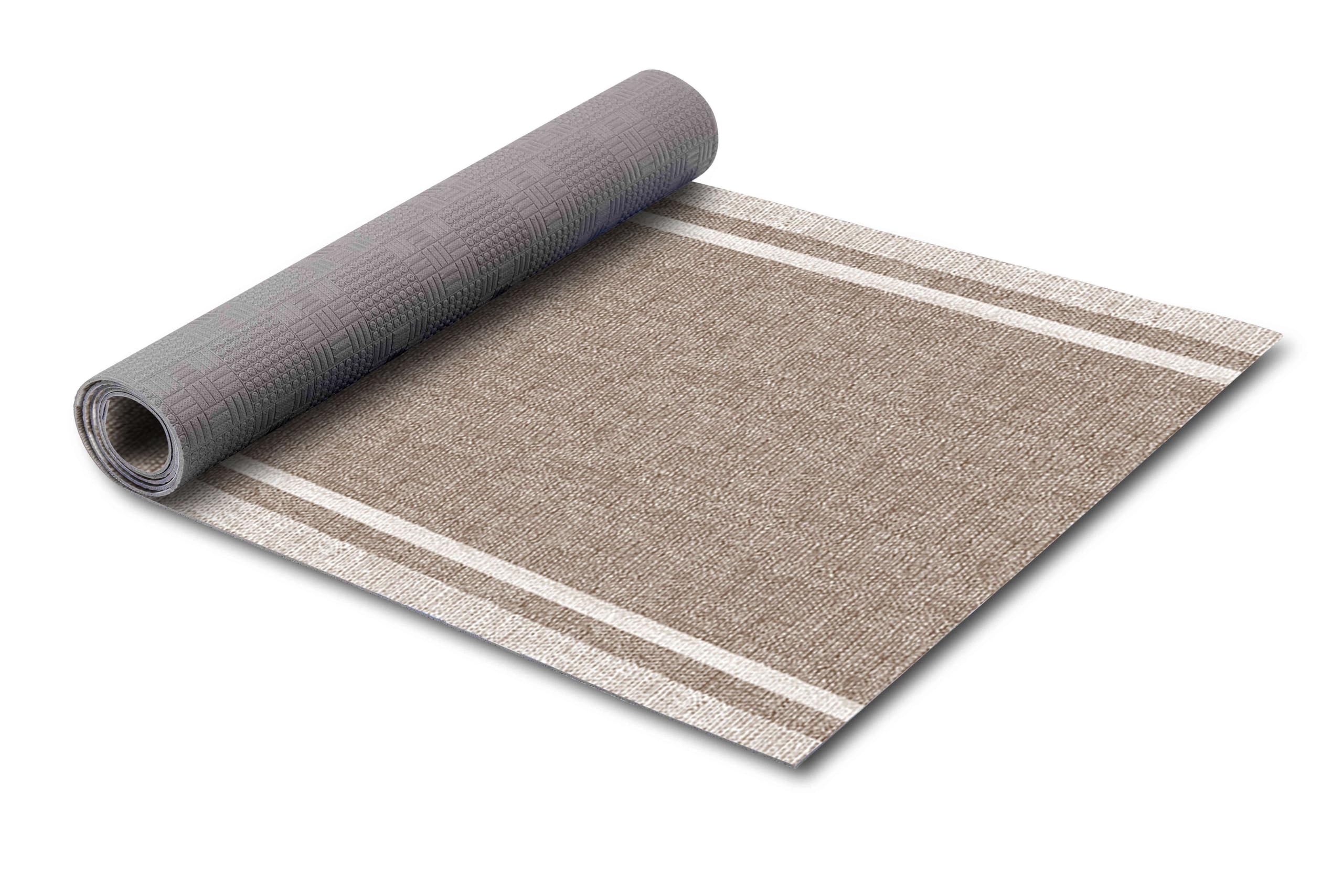 HomeLife Alfombra de cocina antideslizante y lavable, de vinilo, 52 x 180 cm, fabricada en Italia, antimanchas, de PVC, para interiores y exteriores, con impresión efecto lino café, alfombra larga, de