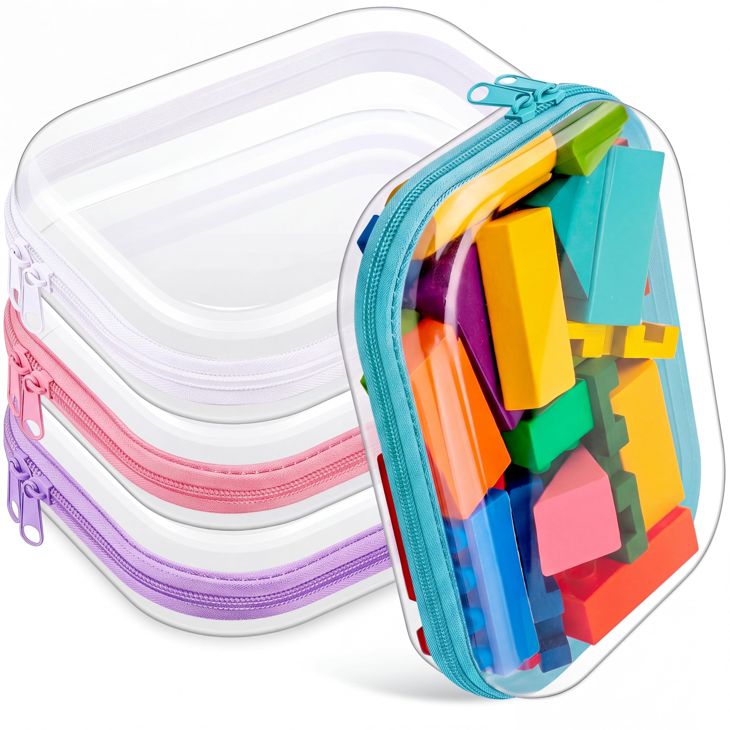 Hoolerry 4 Pcs Hard Clear Zipper Case, Clear, 7.9 x 5.9 x 2 in, Soft