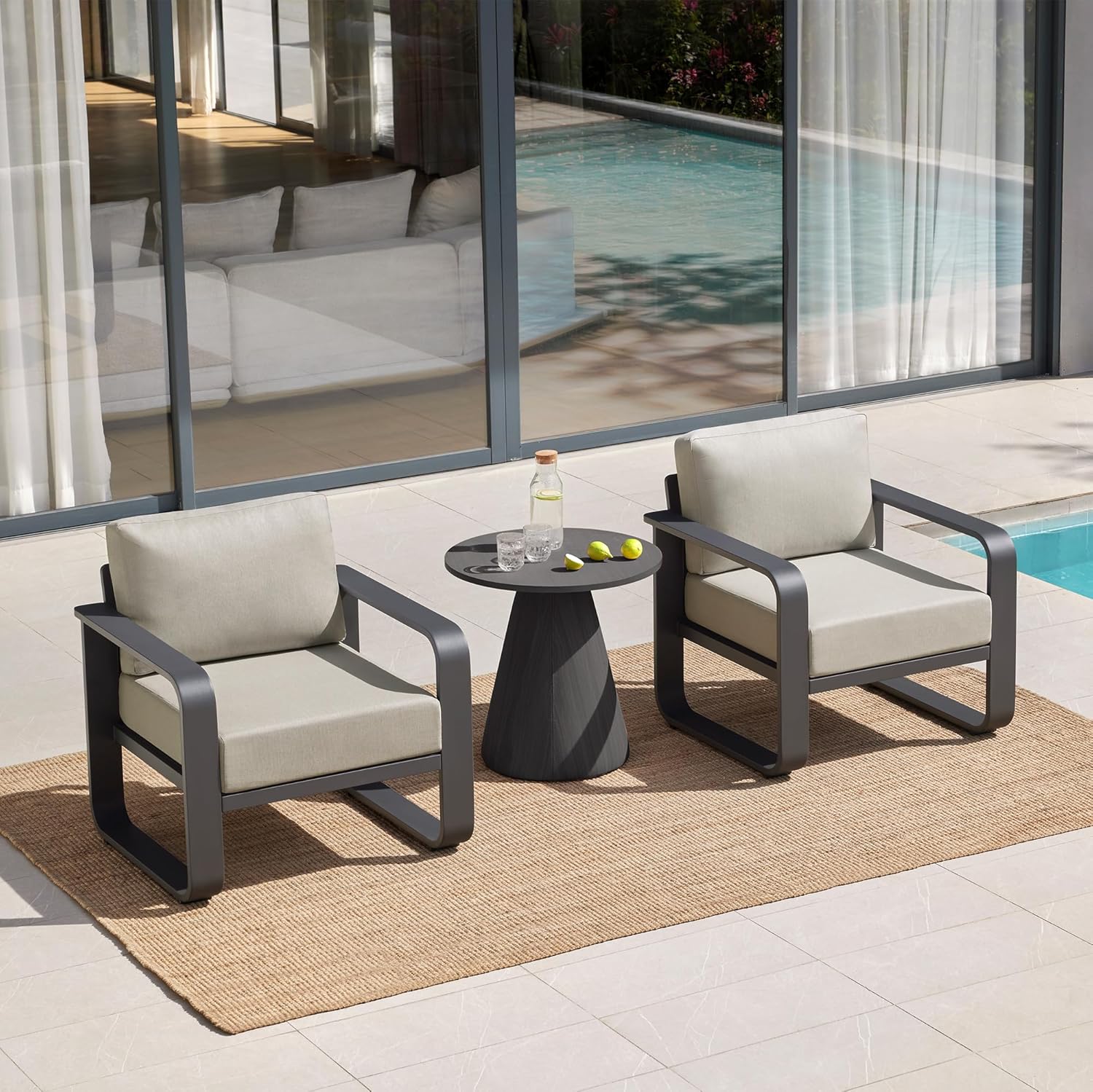 CHITA Outdoor Chairs Set of 2, Outdoor Furniture Set with 6.3in Thick High-Resilient Cushions & 100% Aluminum Frame, Modern Outdoor Patio Furniture Sofa Set for Poolside, Deck, Balcony