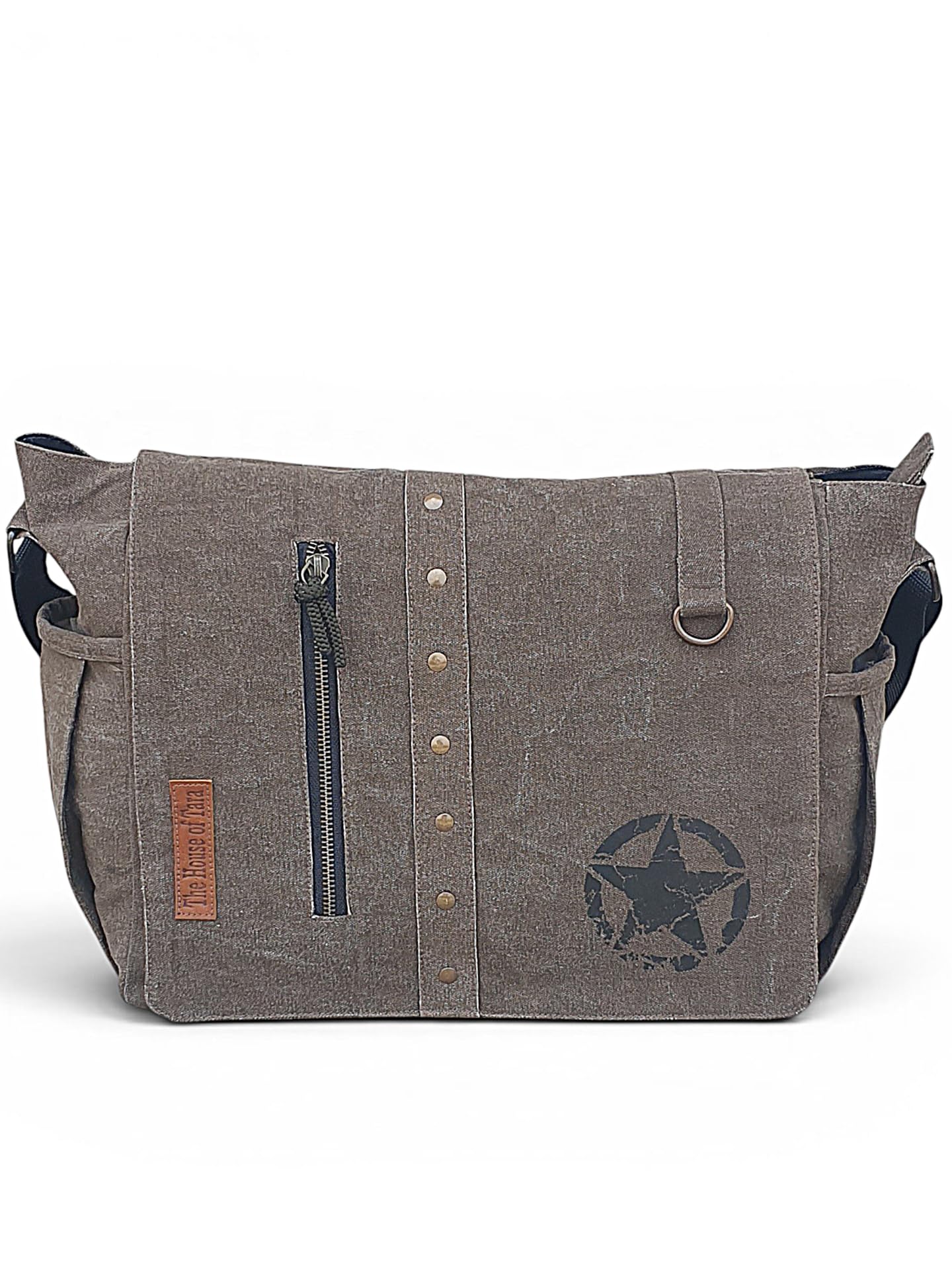 the house of tara Distress Finish Sturdy Cotton Canvas Messenger Bags for Men and Women | Zip Closure, Adjustable Body Strap I Crossbody Sling | External Zip Pockets-picture-31