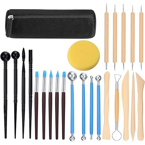 Clay Tools, 25 Pcs Polymer Clay Tools Kit, Ceramic Clay Sculpting Tools Set, Air Dry Clay Tools for Kids, Adults, Pottery Craft, Molding, DIY Craft Modeling
