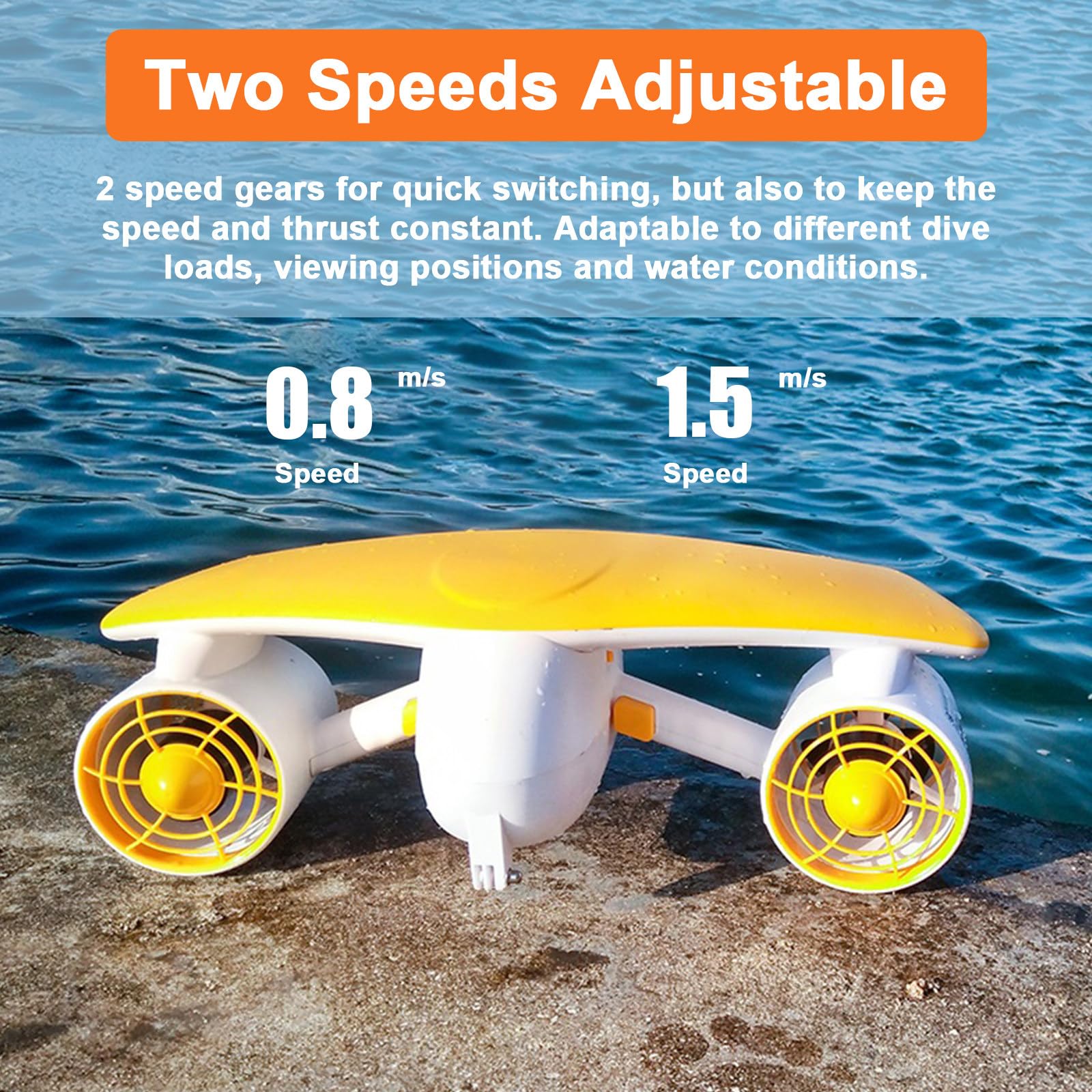 Scooters Submarinos Eléctricos, Scooter Submarino Portátil De 6000 mAh, con 2 Configuraciones De Velocidad, Autonomía De 30 A 60 Minutos, Profundidad Máxima De Buceo De 50 m