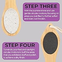 Vista 4 de Dermasuri - Kit exfoliante de pies 4 en 1 - Cuidado de pies multiusos - Kit de spa de pies de pedicura de bambú natural - Removedor de callos