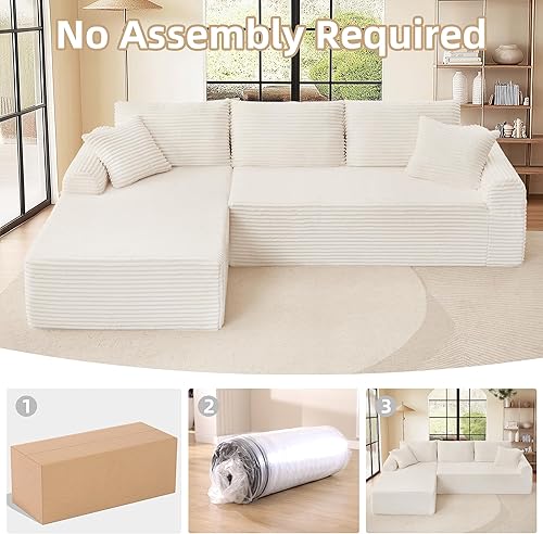 Miniatura 6 de Sofá modular modular de 103 pulgadas, sofás seccionales Cloud con asiento profundo, sofá deshuesado con diván, sofá tapizado en forma de L para sala