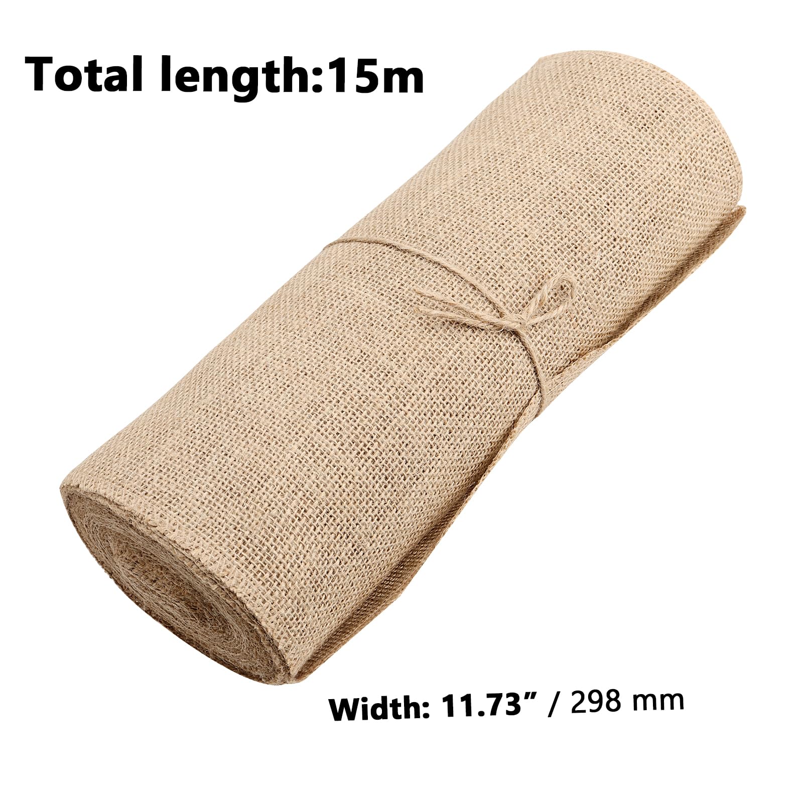 ZOENHOU 30CM x 15M Hessian Fabric, Burlap Jute Sack, Table Runners for Table Decoration Party, Craft, Brown - Image 2