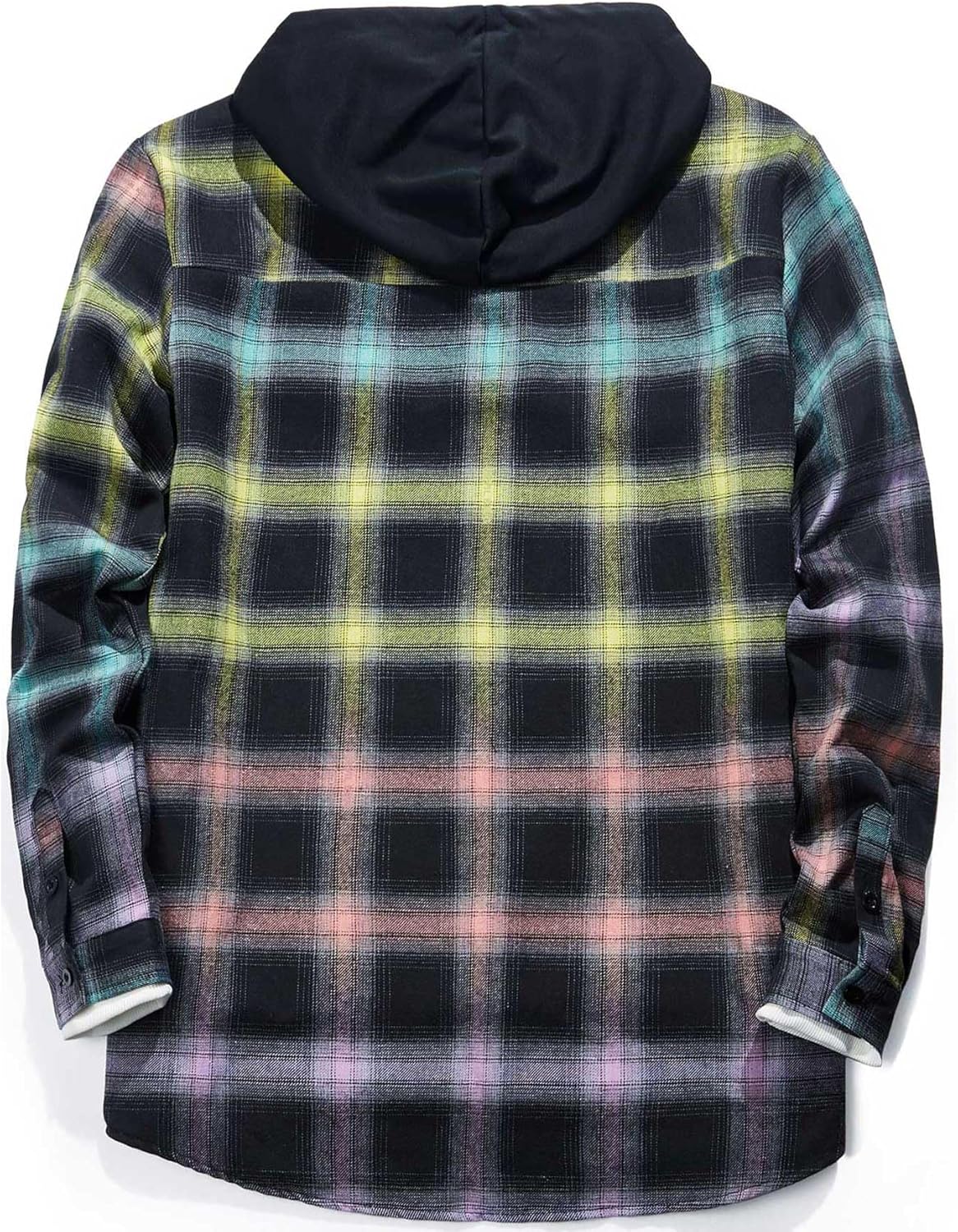 Men's Flannel Hoodie Shirts Casual Button Down Plaid Shirt Long Sleeve Lightweight Hooded with Pocket - Image 3