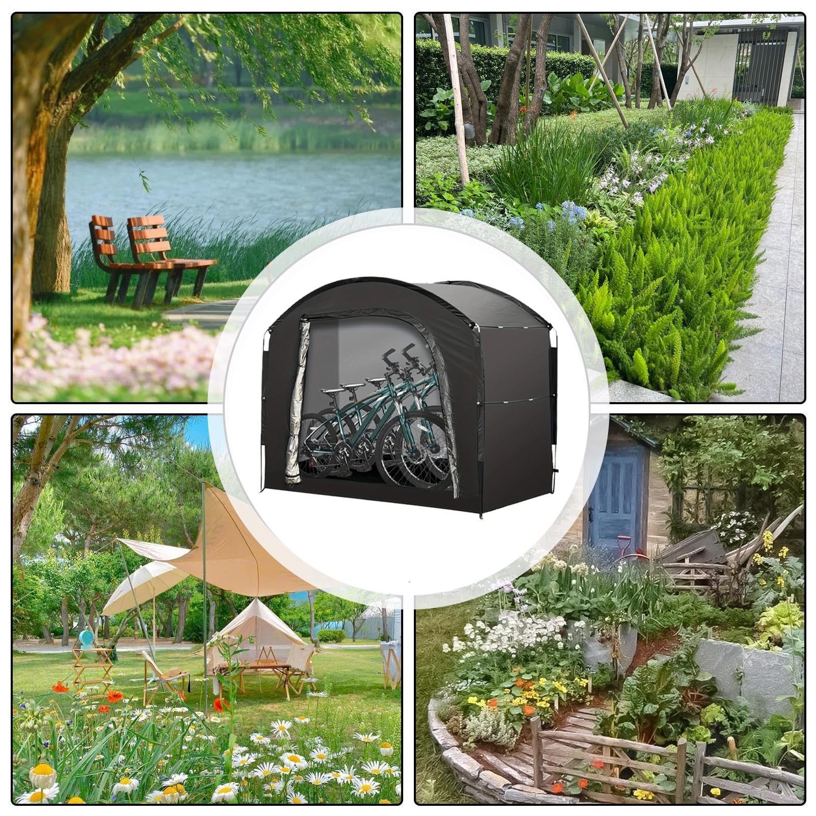 Ripostiglio Per Biciclette Tessuto Oxford Organizzatore Per Moto | Soluzioni Di Deposito Grande Capacità Per Attrezzature Da Giardino Camping E Piscina