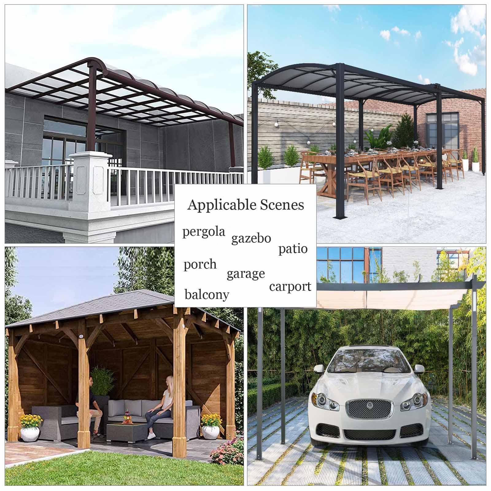 Transparente Pavillon-Seitenteile mit wasserdichter PVC-Plane für Terrasse, Carport, Überdachung, 4 x 2,3 m, Outdoor-Veranda-Vorhänge mit Ösen