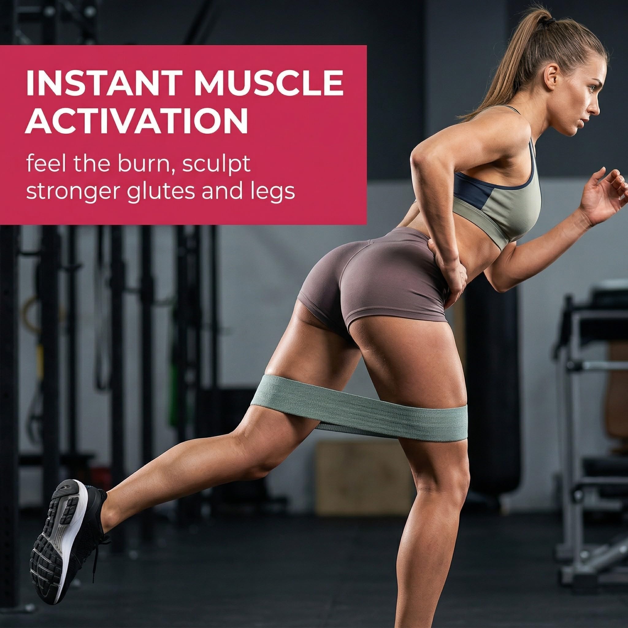 Amonax 3 Elastici Fitness in Tessuto per Palestra Gambe e Squat Bande di Resistenza Donna e Uomo Nero Grigio