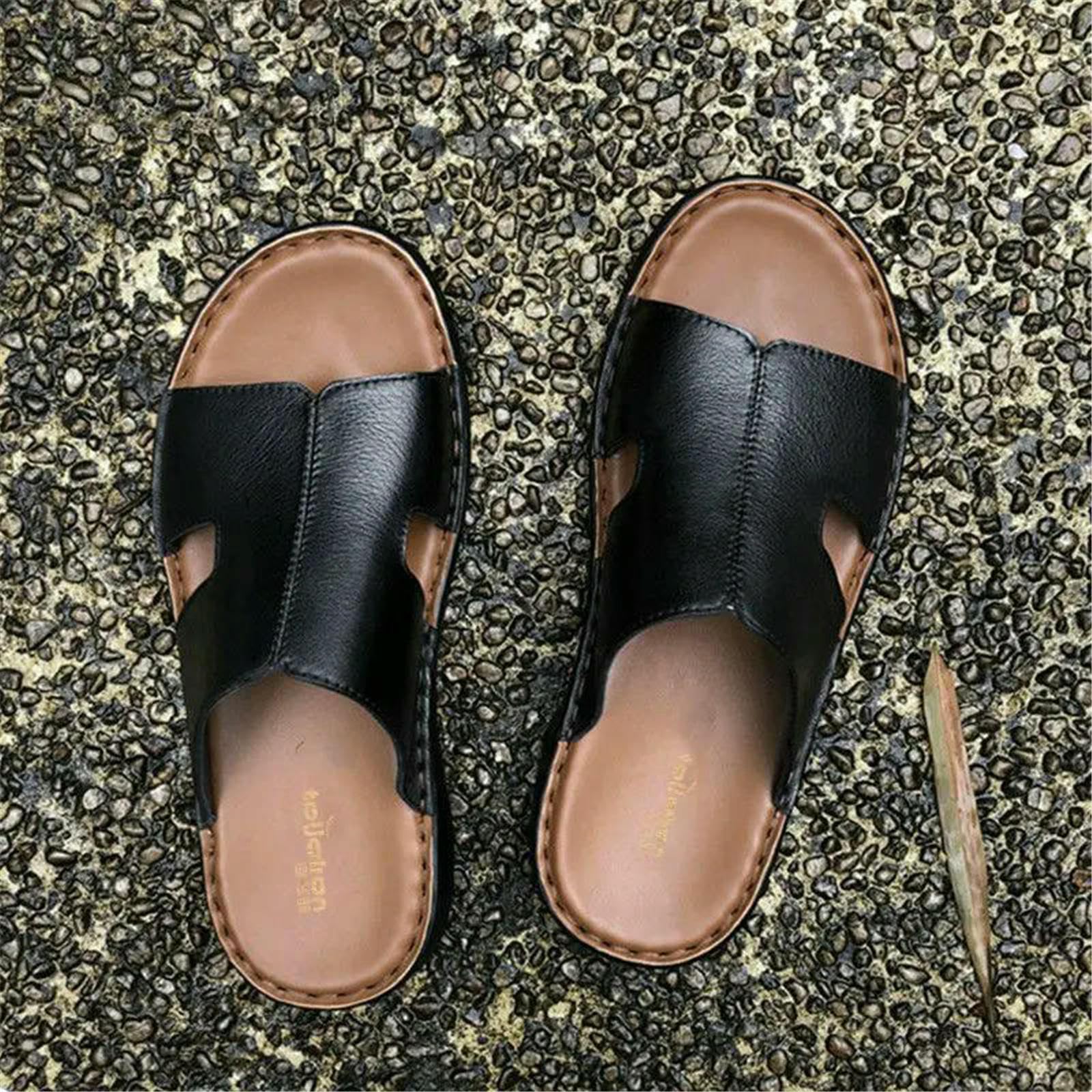 Claquette Hommes Slippers Masculins Summer Wear Non Glissé Les Tongs, Chaussures Masculines Homme-2-40