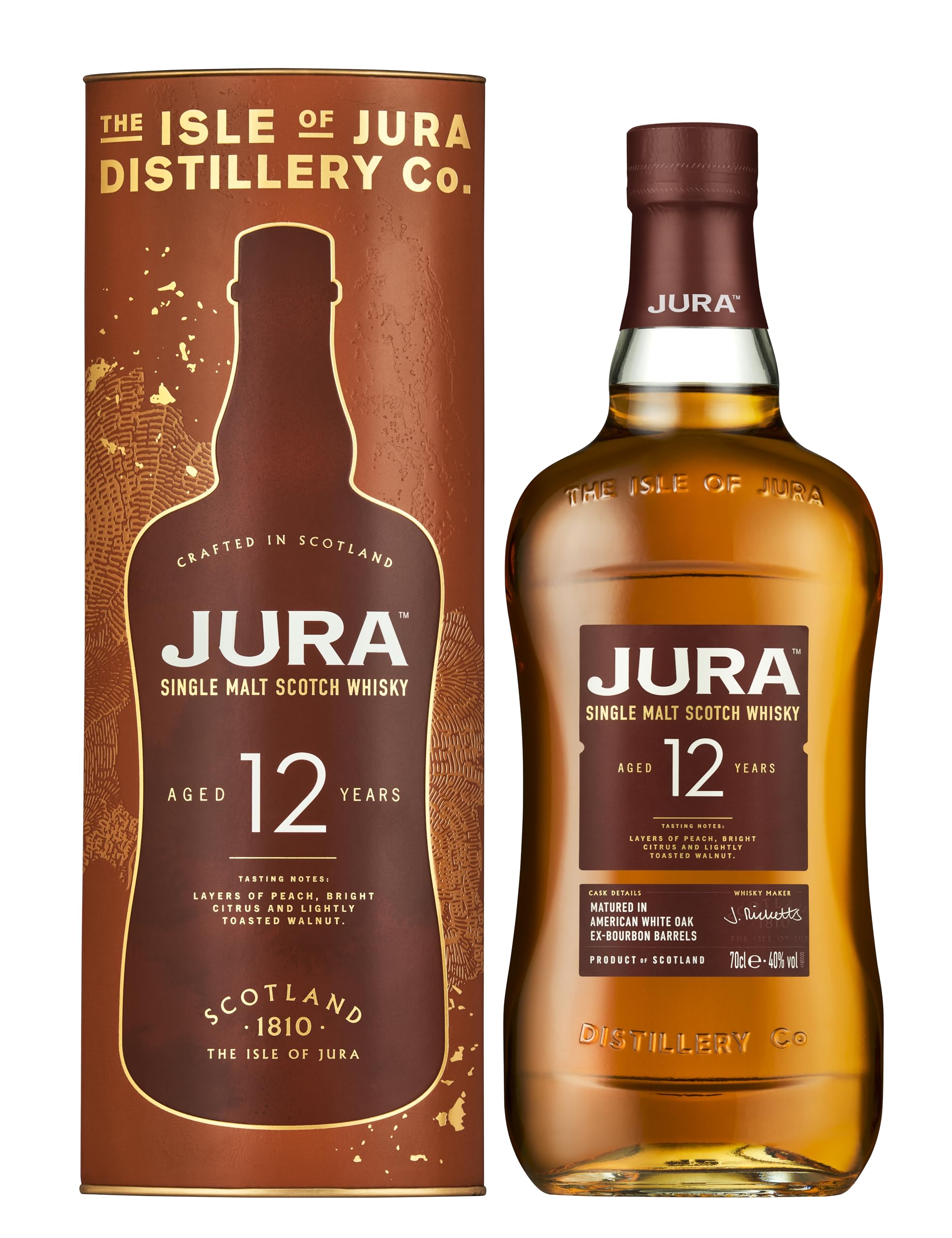 Jura 12 Year Old Single Malt Scotch Whisky | Fruity and Balanced 40% vol | More than a Whisky, made by a Scottish Island Community | A Rich, Fruity and Well-Rounded Single Malt (70cl)