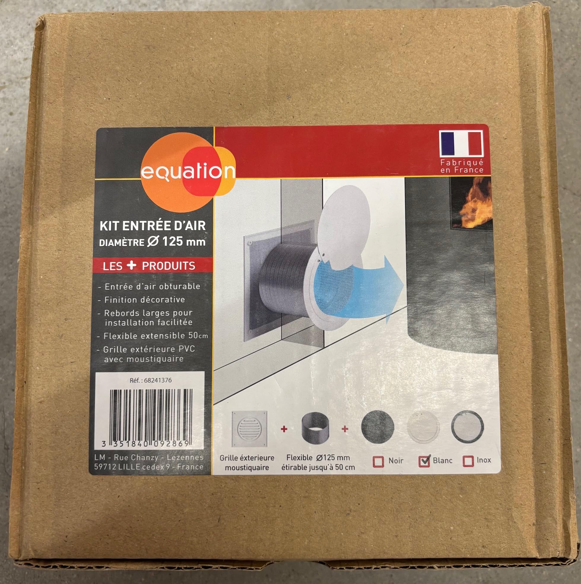 Kit entrée d'air obturable Ø125mm blanc