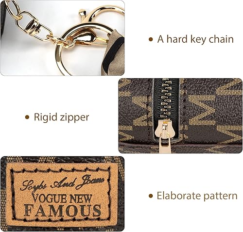 Miniatura 3 de Adorila Paquete de 2 llaveros para lápiz labial, organizador de lápiz labial de cuero para monedero, esmalte de uñas, mini estuche para lápiz