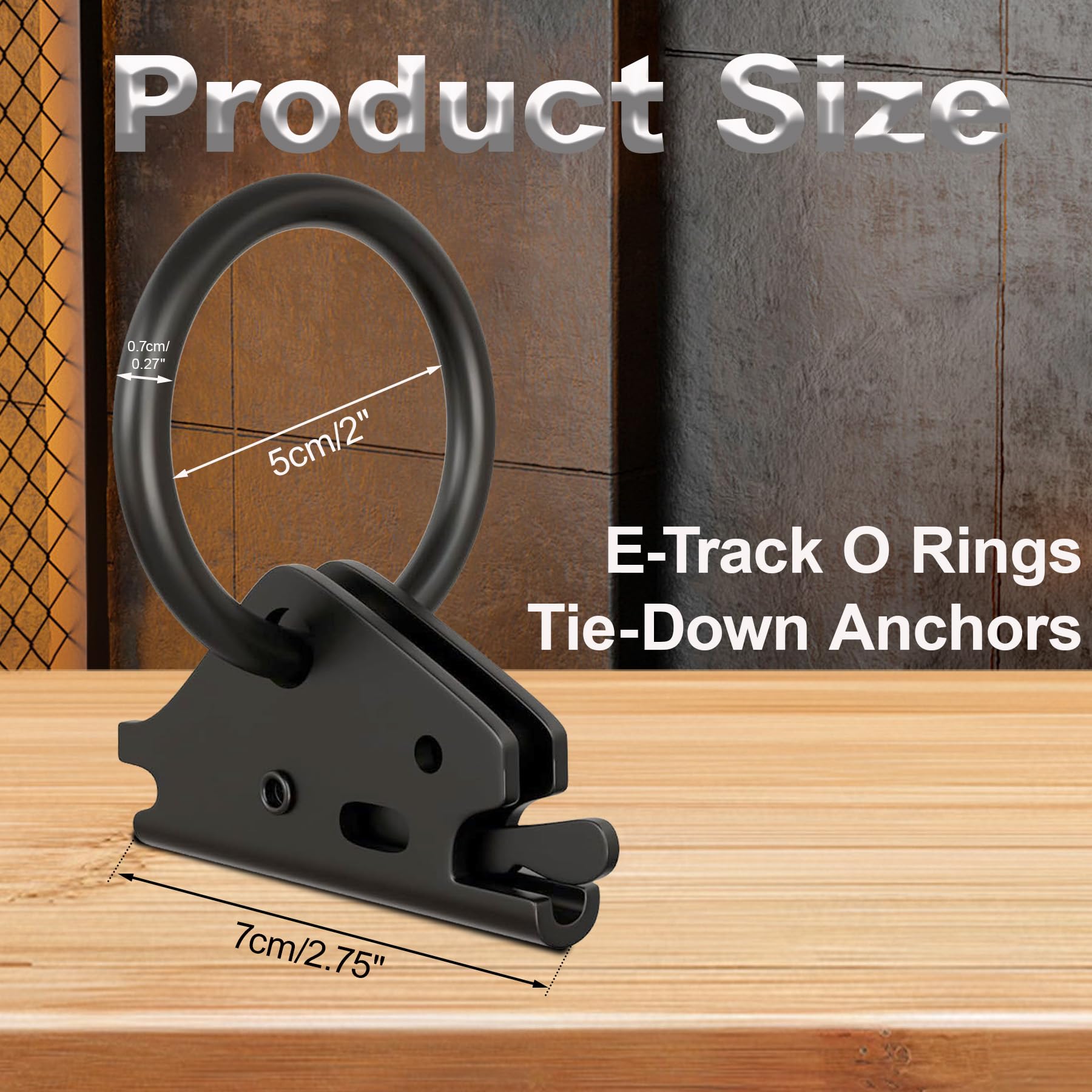 10 Pcs Black E-Track O Ring, Steel E Track Tie Down Anchors Secure for Trailers Flatbeds Pickup Trucks - 3