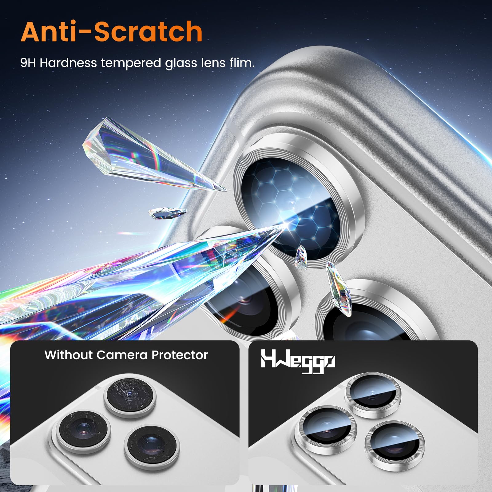 CloudValley Protezione Per Obiettivo Della Fotocamera Per IPhone 17 Pro/ 17 Pro Max, Cover In Vetro Temperato Ultra-HD, Anello Protettivo Per Schermo Dell'obiettivo In Metallo, Arancione - Foto 6