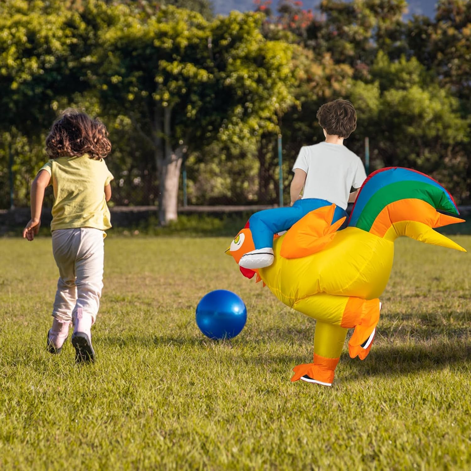 Stegosaurus Inflatable Chicken Costume Kids Halloween Blow Up Costumes Ride On Rooster Costume Funny Costumes for Boys Girls Cosplay Party - Image 4