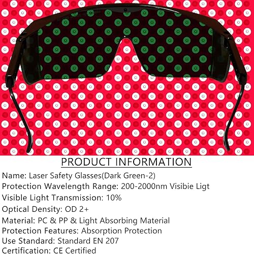 Miniatura 9 de HANCHS Gafas de seguridad láser, gafas de terapia de luz roja, gafas láser con bloqueo UV para operador de cosmetología láser, protección ocular