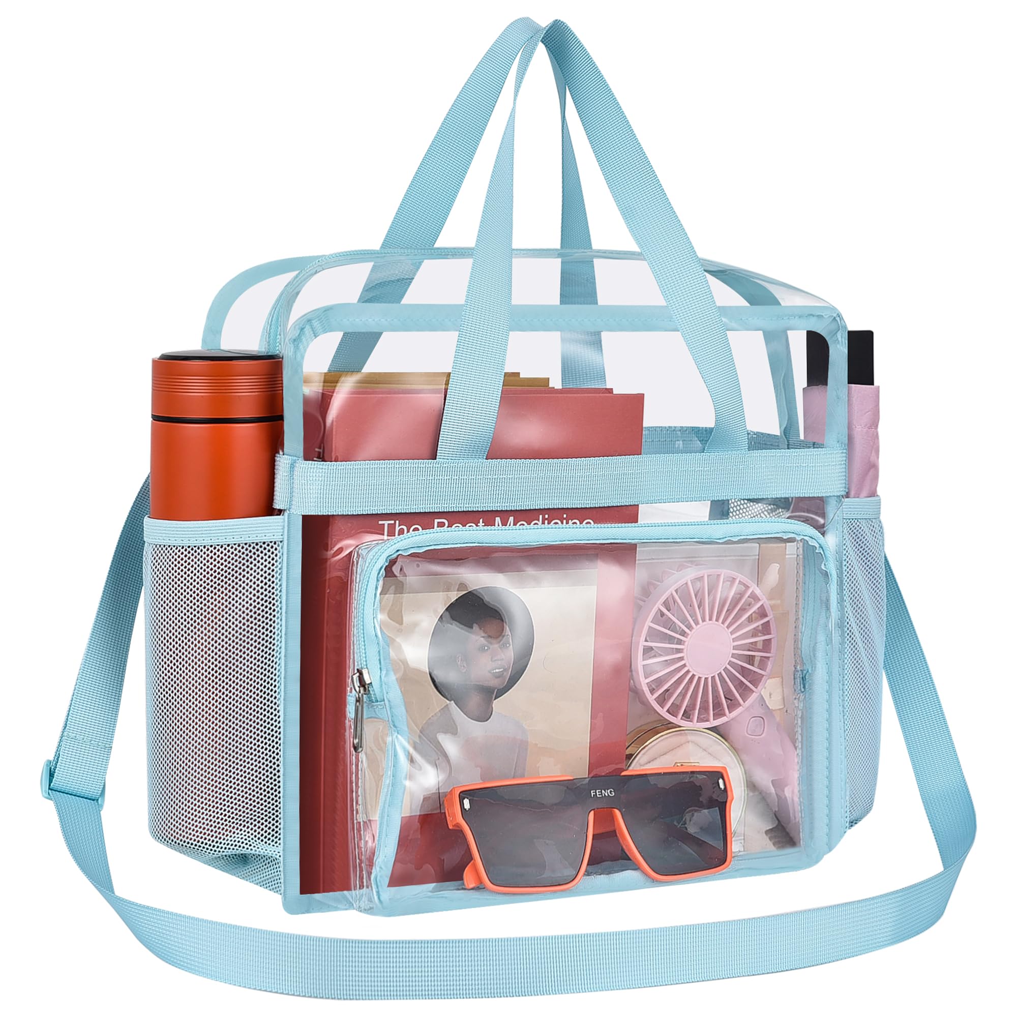 Oraben Clear Bag Stadium Approved 12x6x12 Clear Tote Bag with Removable Strap Clear Lunch Bag for Work Sports Festival