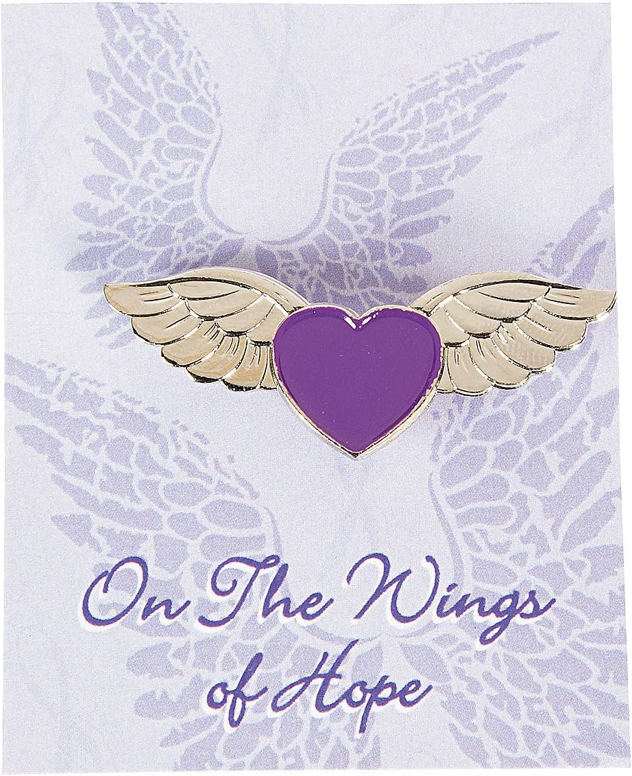 Amazon.com: Fun Express - Purple Ribbon Angel Wings Pins - Jewelry ...