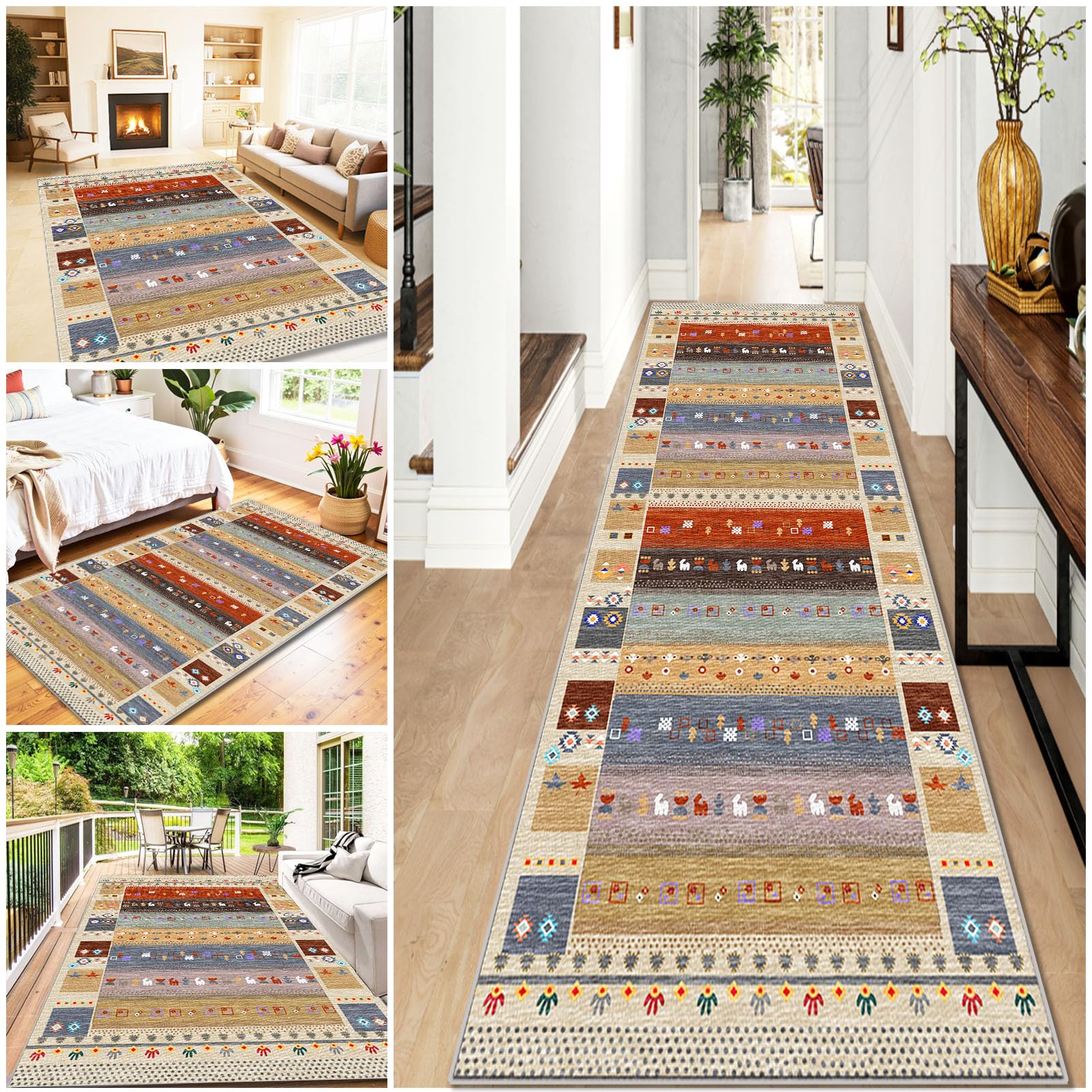 WAWFONG Carpet Runners for Hallways 60 x 400 cm Kitchen Rugs Long Hall Runner Rug Washable Non Slip Absorbent Polyester Narrow Rugs for Entryway Hallways Kitchen Laundry Room