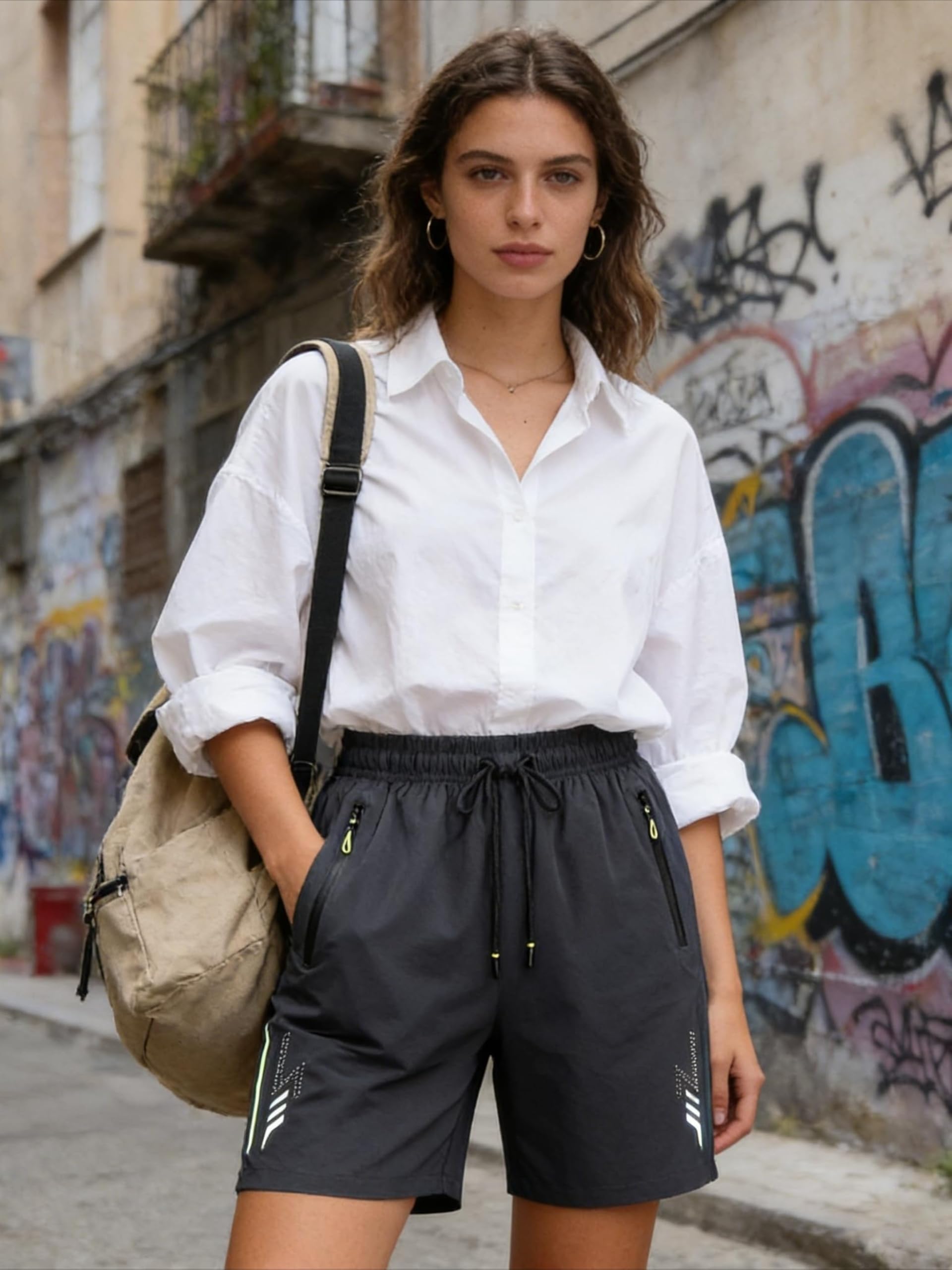 Pantalones cortos deportivos casuales para hombre, ligeros y de secado rápido con bolsillos con cremallera, adecuados para correr y hacer ejercicio. — view 5
