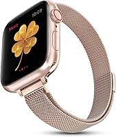 Vista 26 de CTYBB for Apple Watch Band Series Ultra SE 8 7 6 5 4 3 2 1 38mm 40mm 41mm 42mm 44mm 45mm 49mm, Stainless Steel Slim & Thin Mesh Magnetic Clasp Strap