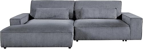 Miniatura 4 de Luxe - Sofá modular de dos piezas de gran tamaño para sala de estar, sofá en forma de L con diván, tapizado con tela de pana, gris oscuro, orientado