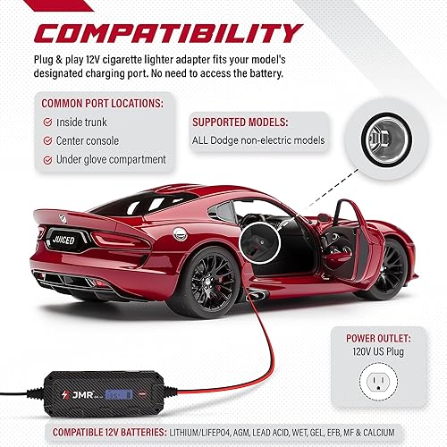 Miniatura 10 de Cargador de batería JMR para Dodge Trickle Charger acondicionador Mantenedor (sin modo de litio)