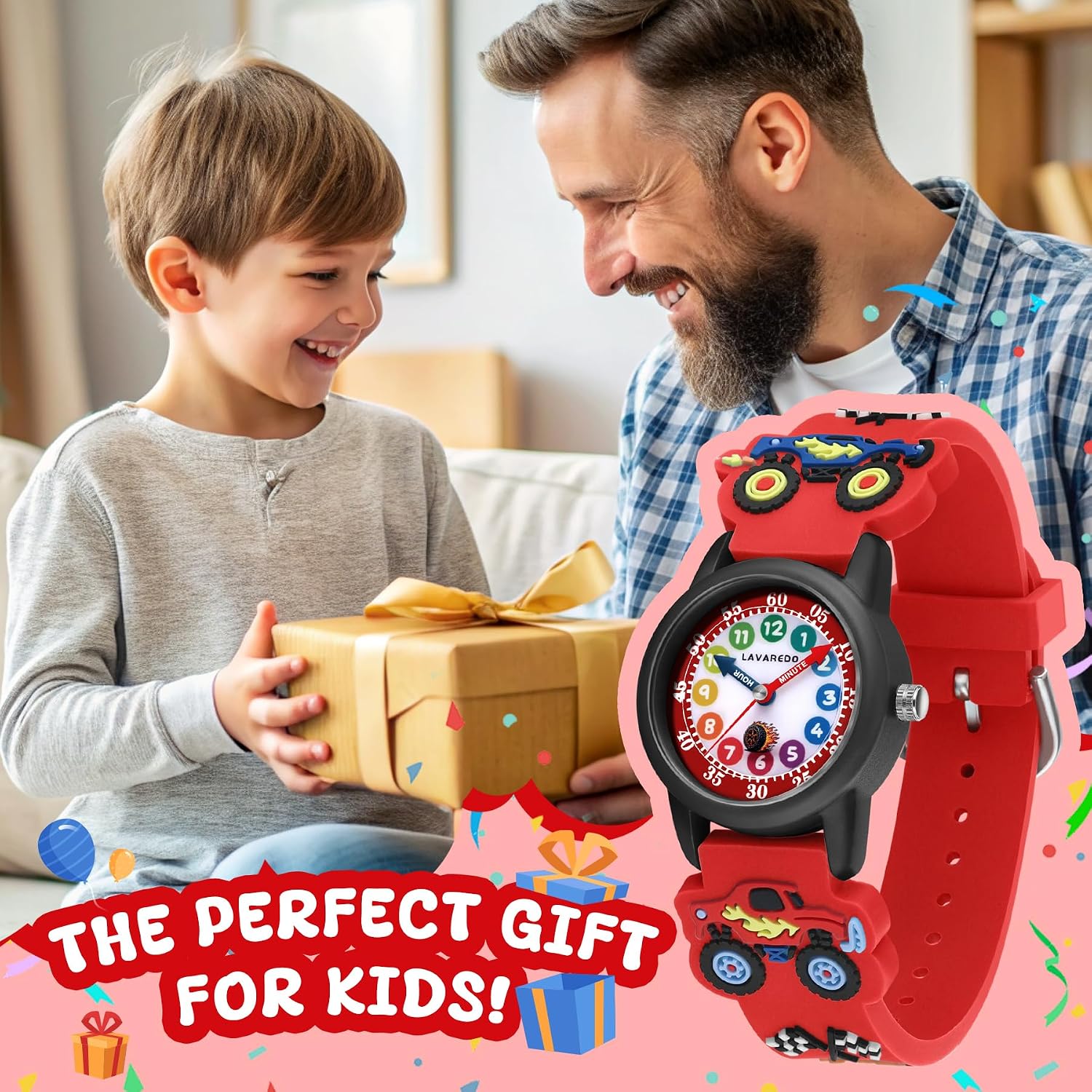 Kids Watch, Cute 3D Cartoon Toddler Watches, Waterproof Analog Learning-to-Tell-Time Watch with Soft Silicone Band – Fun Educational Gift for Boys & Girls Ages 3-8