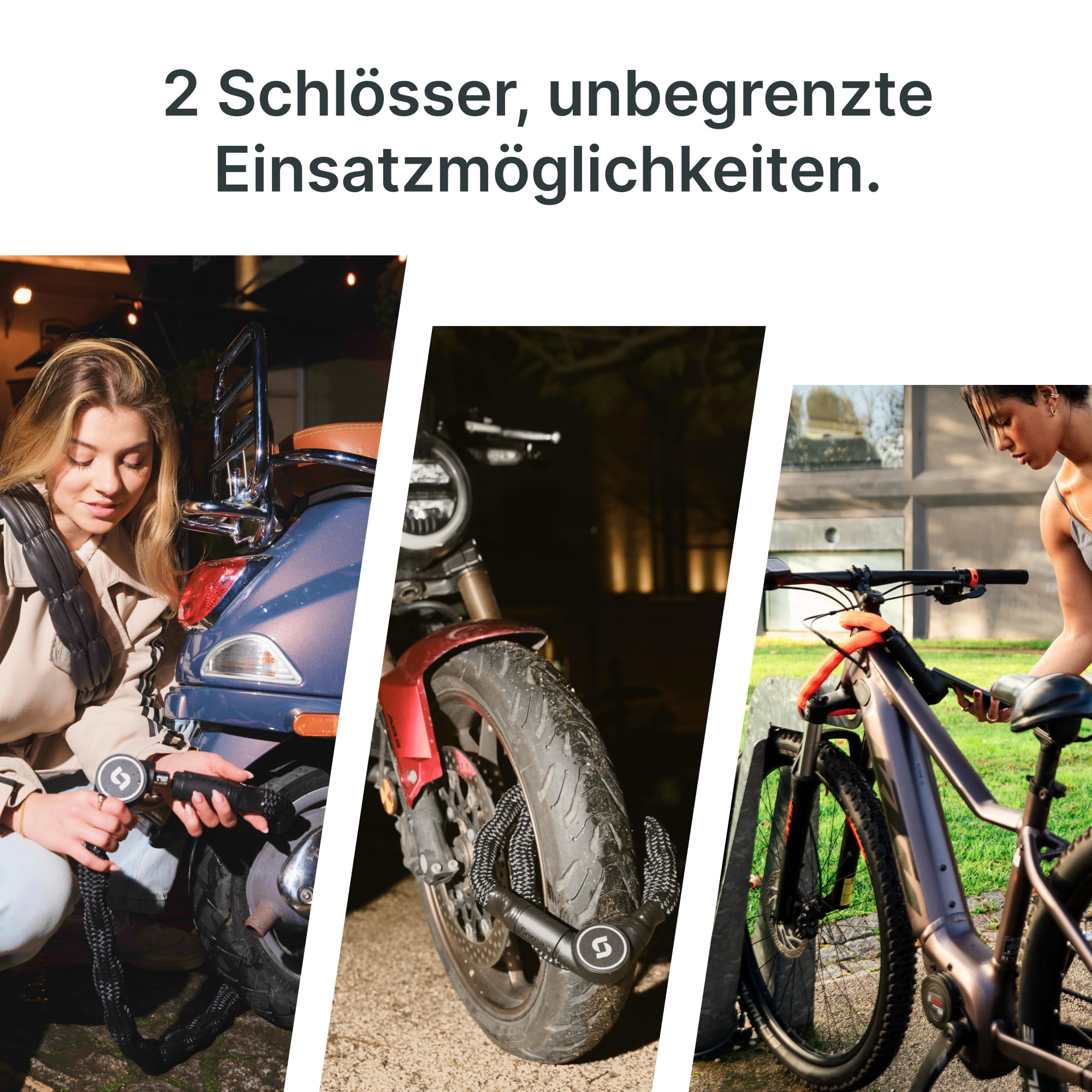 Serea Smart lock SWIFT, serratura per bicicletta, senza chiave, alta sicurezza, affidabile (nero, 125 cm)