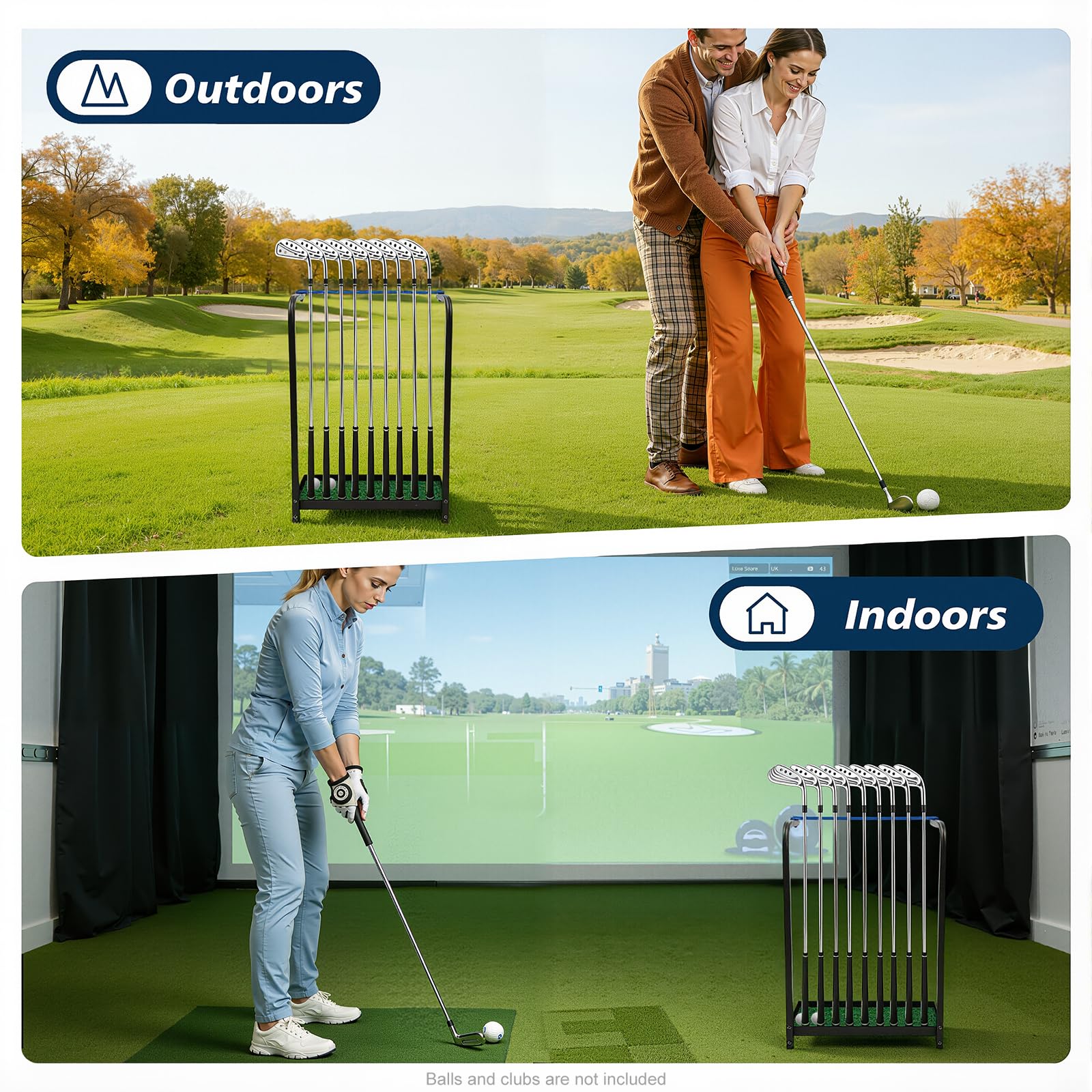 Support de putter de golf, support pour 9 clubs de golf, support de putter de golf, en métal robuste, pour club de golf, rangement de clubs de golf