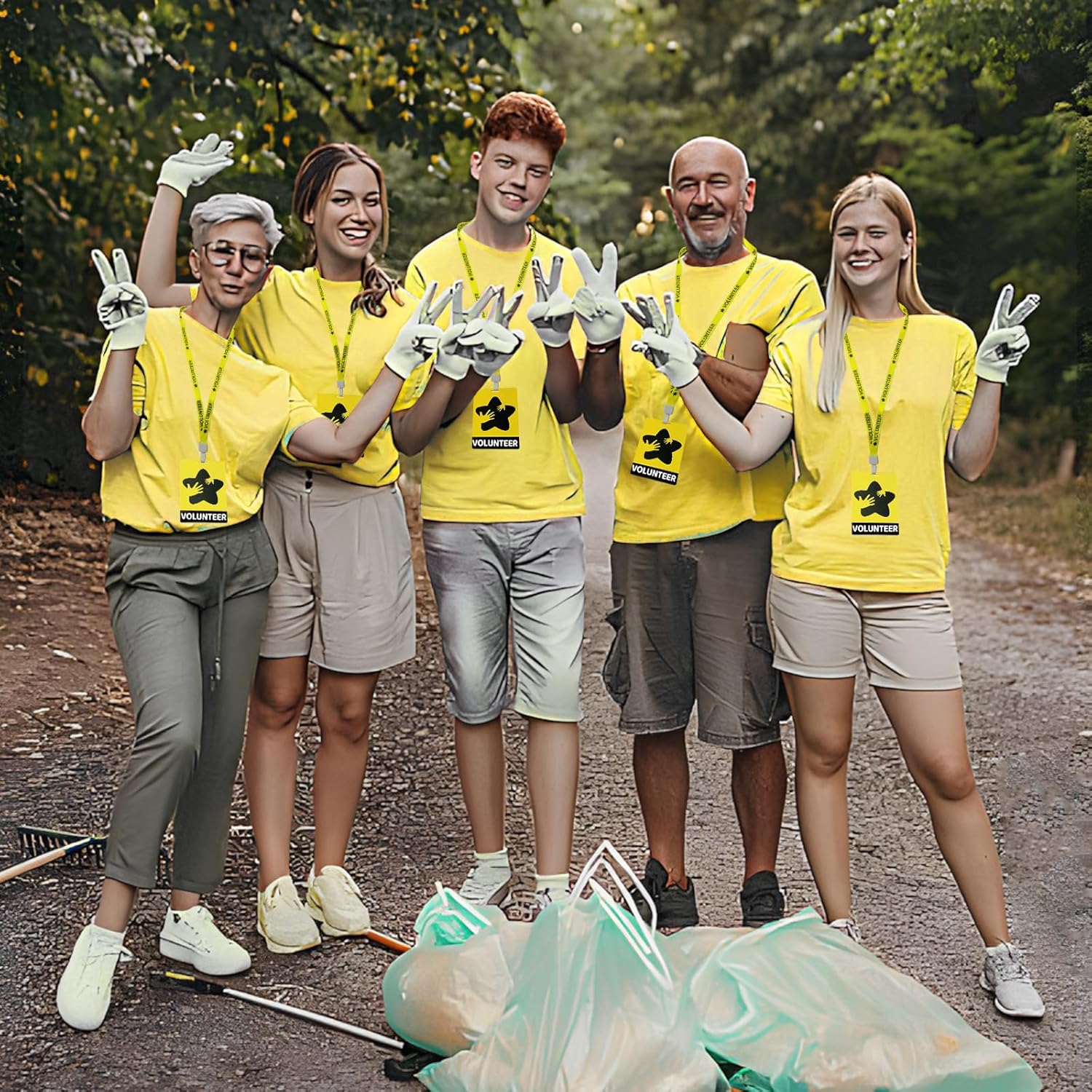 50 Sets PVC Volunteer Badge lanyards and Plastic Pass Cards,Perfect for School Volunteer,Breakaway Concerts Volunteer, Fundraising, ensuring a and Functional Solution for Event Organizers.(Yellow)