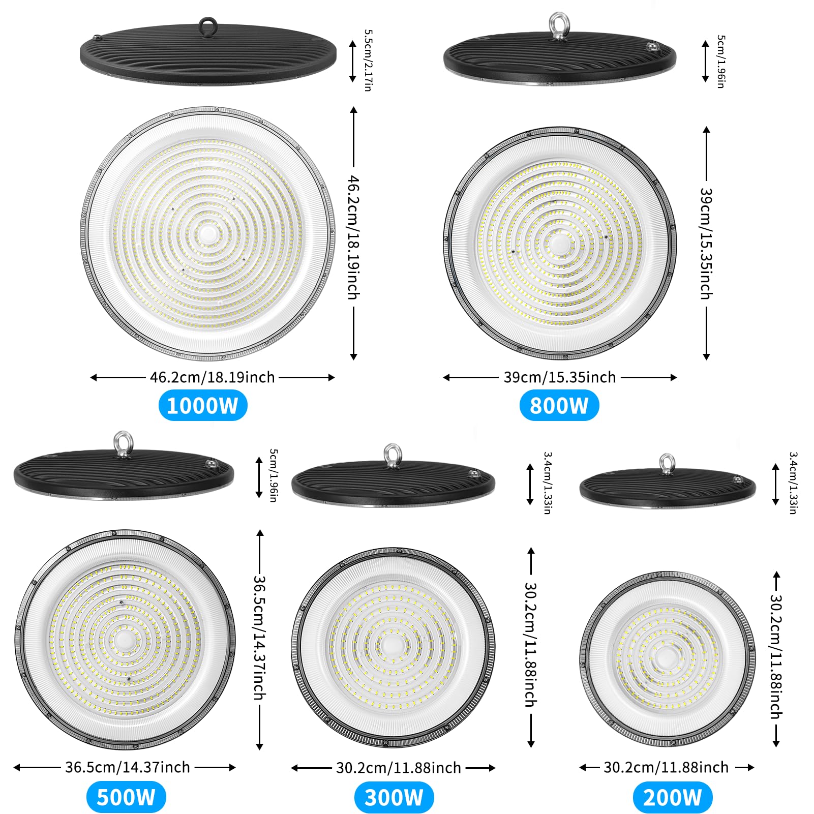 1000W Led UFO High Bay Light Cold White 6500K 100000lm AC 210-220V IP65 Waterproof Shop Lights for Workshop — view 5