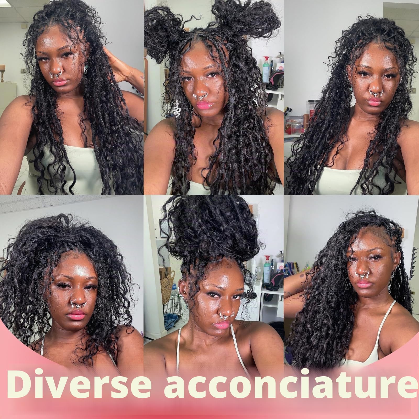 Boho Faux Locs Crochet Hair 8 Packs Goddess Soft Locs with Curly Ends Pre-Looped Bohemian River Locs Crochet Hair Extensions for Black Women (T30#, 24Inch(Pack of 8))