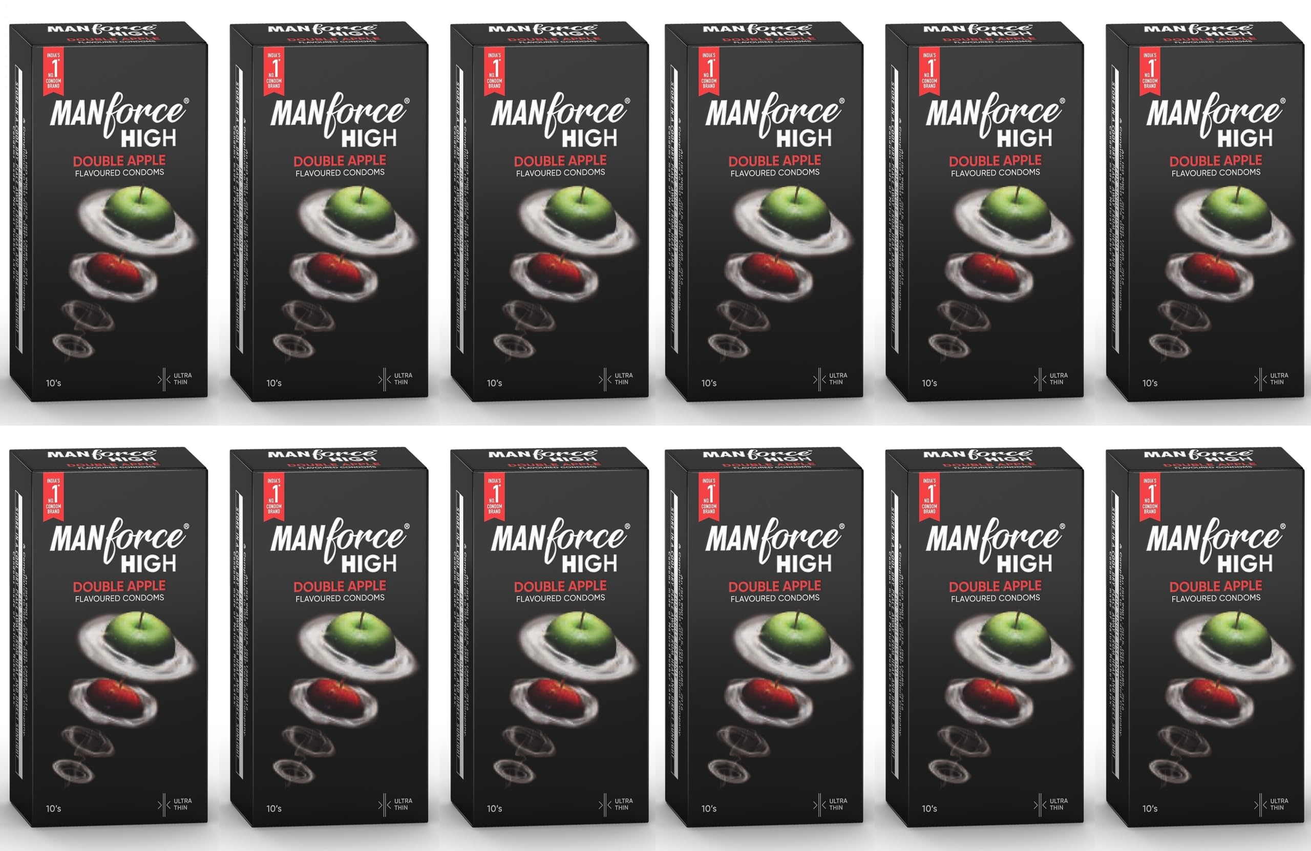 Manforce High Double Apple Flavoured Condoms for Men| 10 Count| Ultra Thin Condom| Lubricated Latex Condoms| For Her Enhanced Pleasure x Pack of 12-picture-15