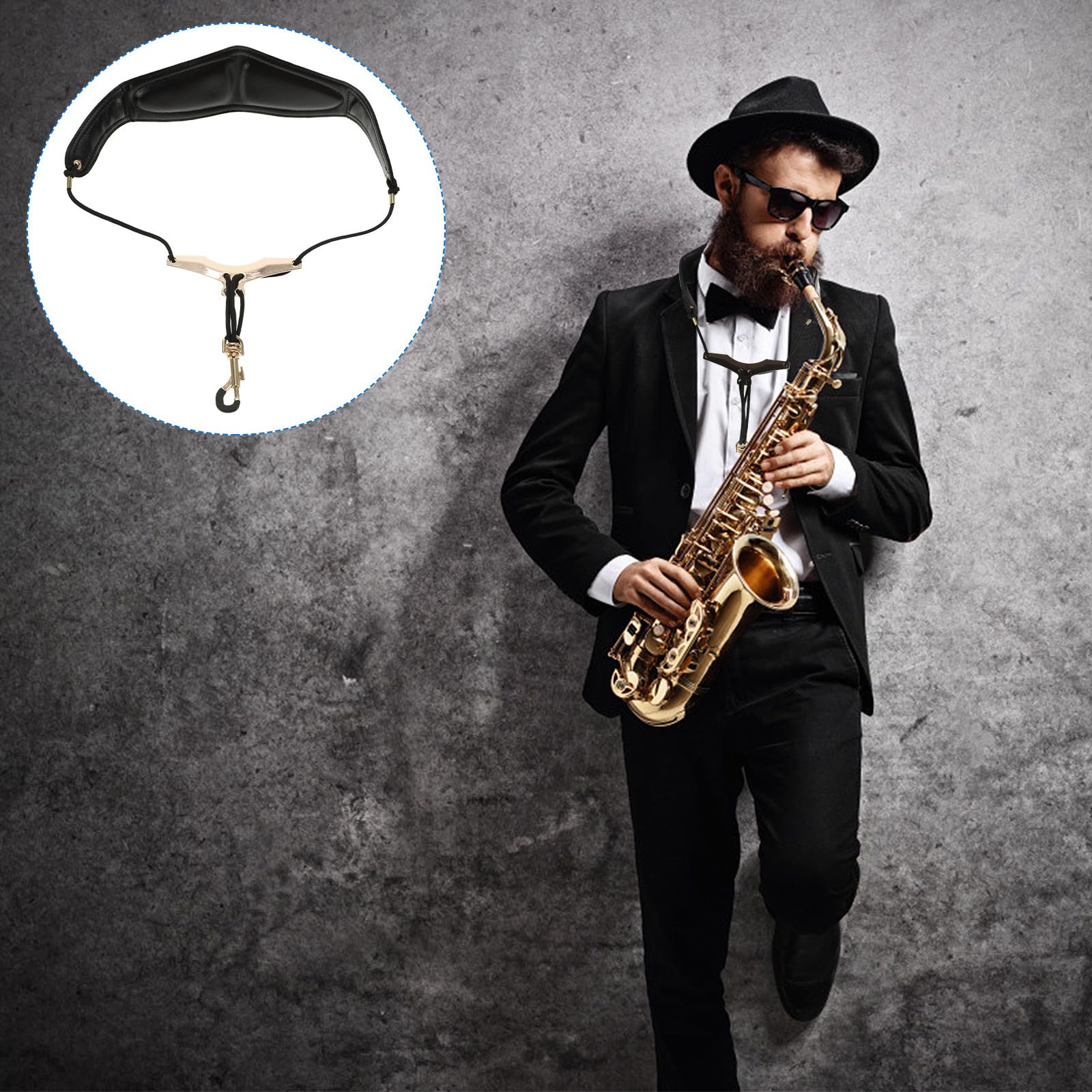 Toyvian Komfortabler Saxophongurt aus Leder mit Hoher Belastbarkeit und Verschleißfestem Material Verstellbarer Saxophon Gurt für Musiker und Saxophonspieler Zufällige Zufällige Farbe