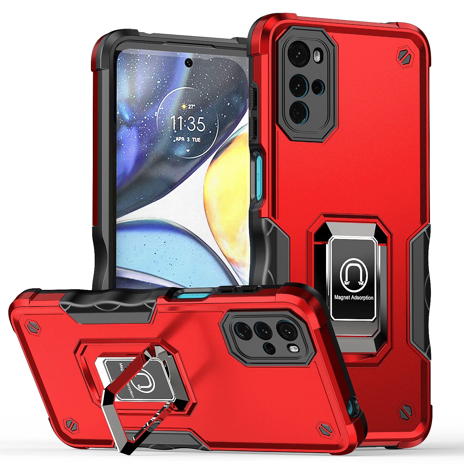 Coque Moto G71 5G protection antichoc rouge avec support 360 - 8